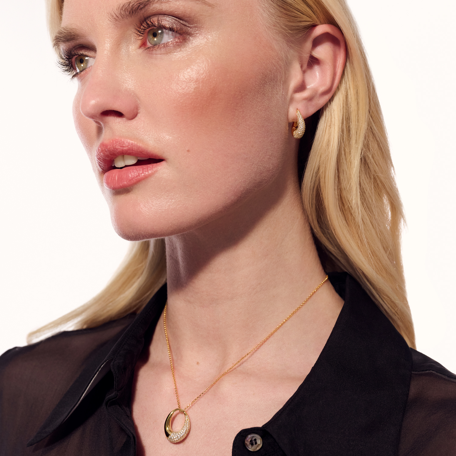 Oorringen Glorenza Piccolo gold plated met Zirkonia - SJ-E2482-CZ-YG