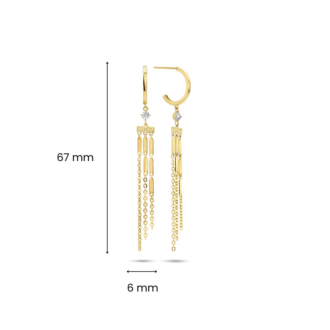 Geelgouden oorhangers met zirkonia E387