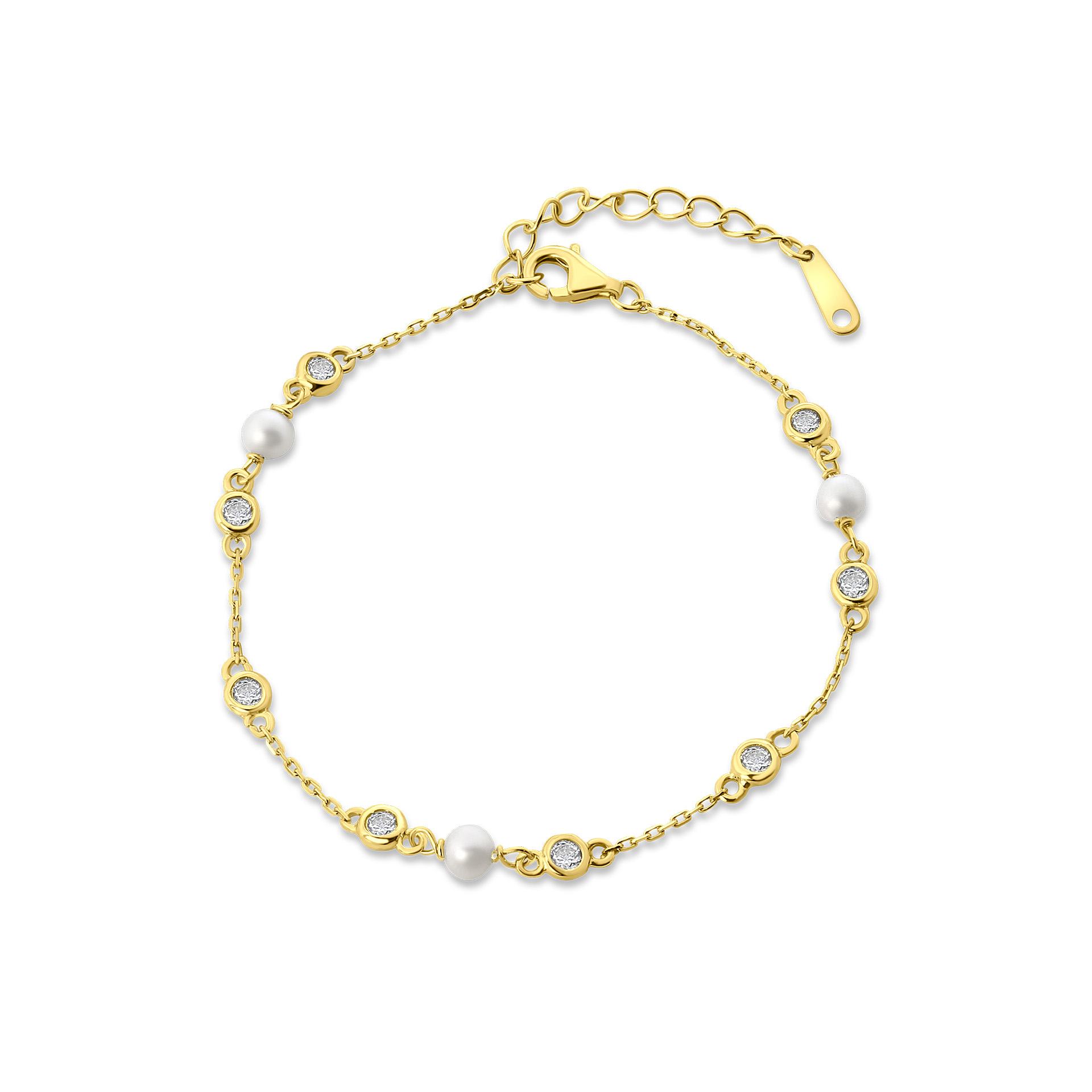 Armband gold plated  rmet parel en zirkonia - 164P0047