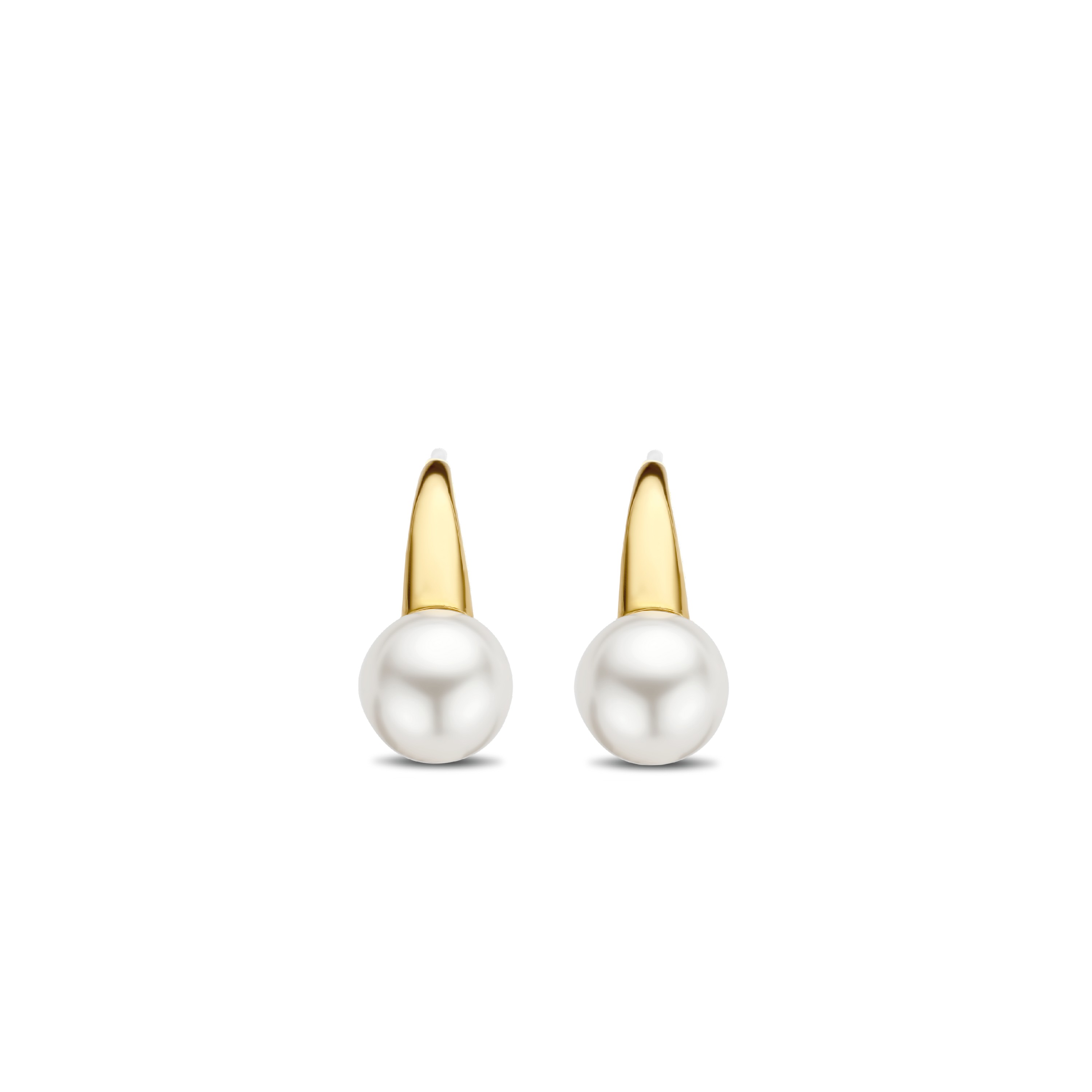 Gold plated oorhangers met parel 7849PW Gold plated oorhangers met parel 7849PW