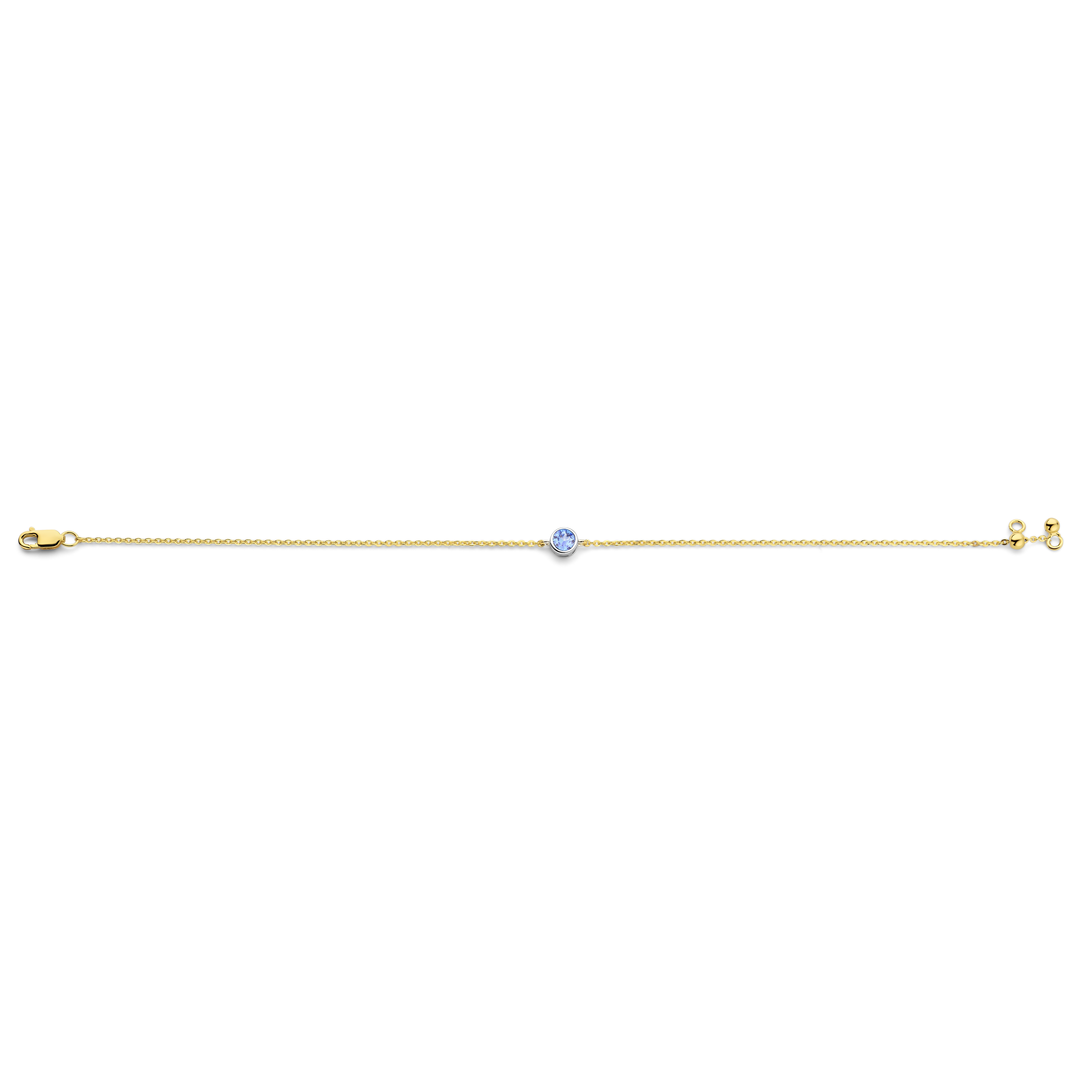 Armband van gold plated  met blauwe zirkonia - SRMB7025YWLB
