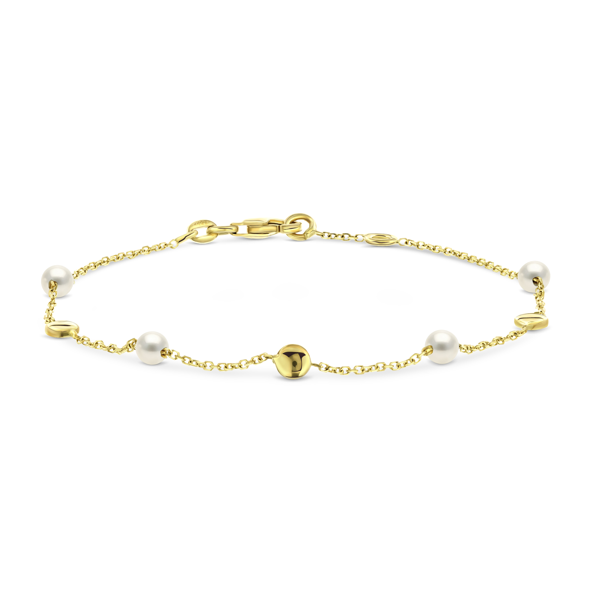 Geelgouden armband met parels