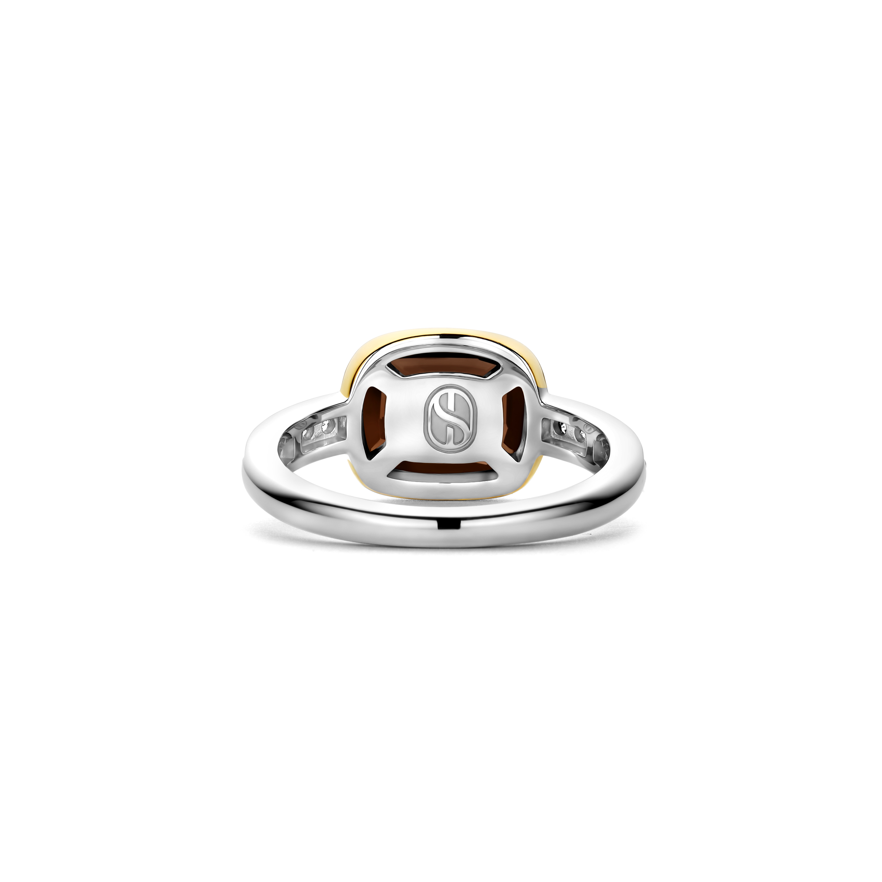 Ring gold plated met rookkwarts en zirkonia - 12398SQ