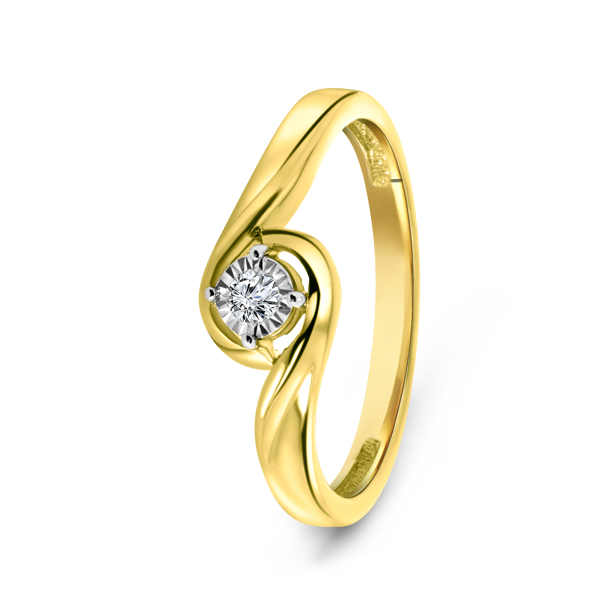 Geelgouden solitair ring SOL-Y908-005-G2