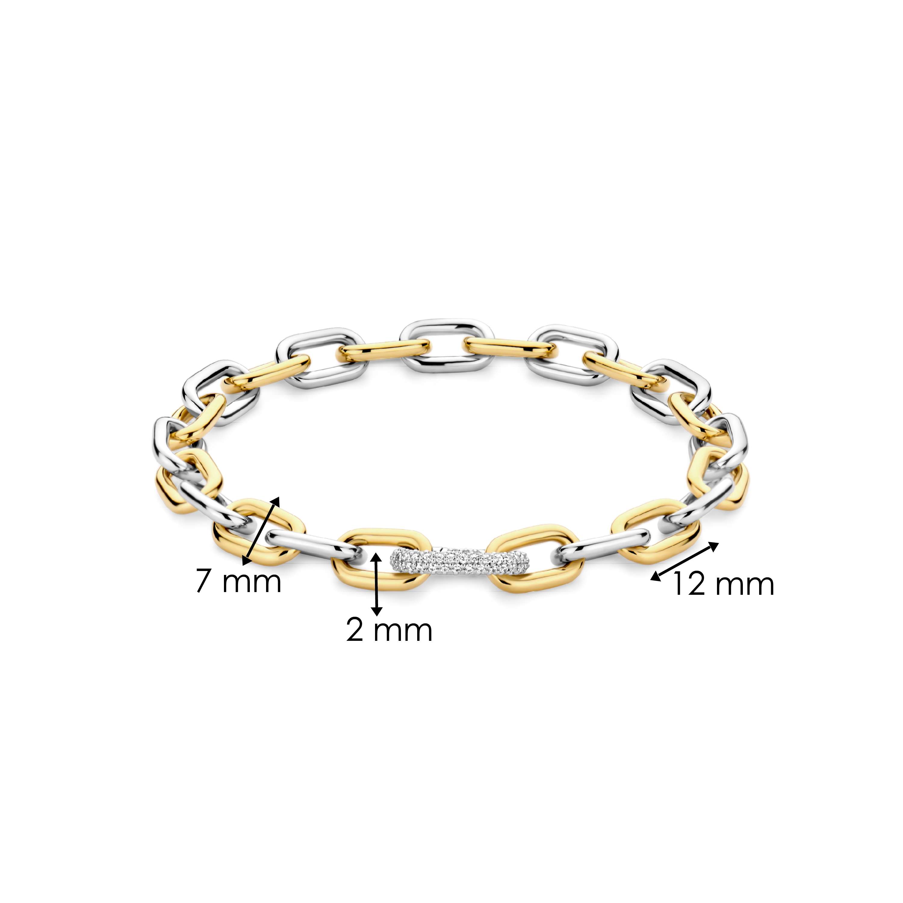 Schakelarmband  gold plated met zirkonia - 23052ZY