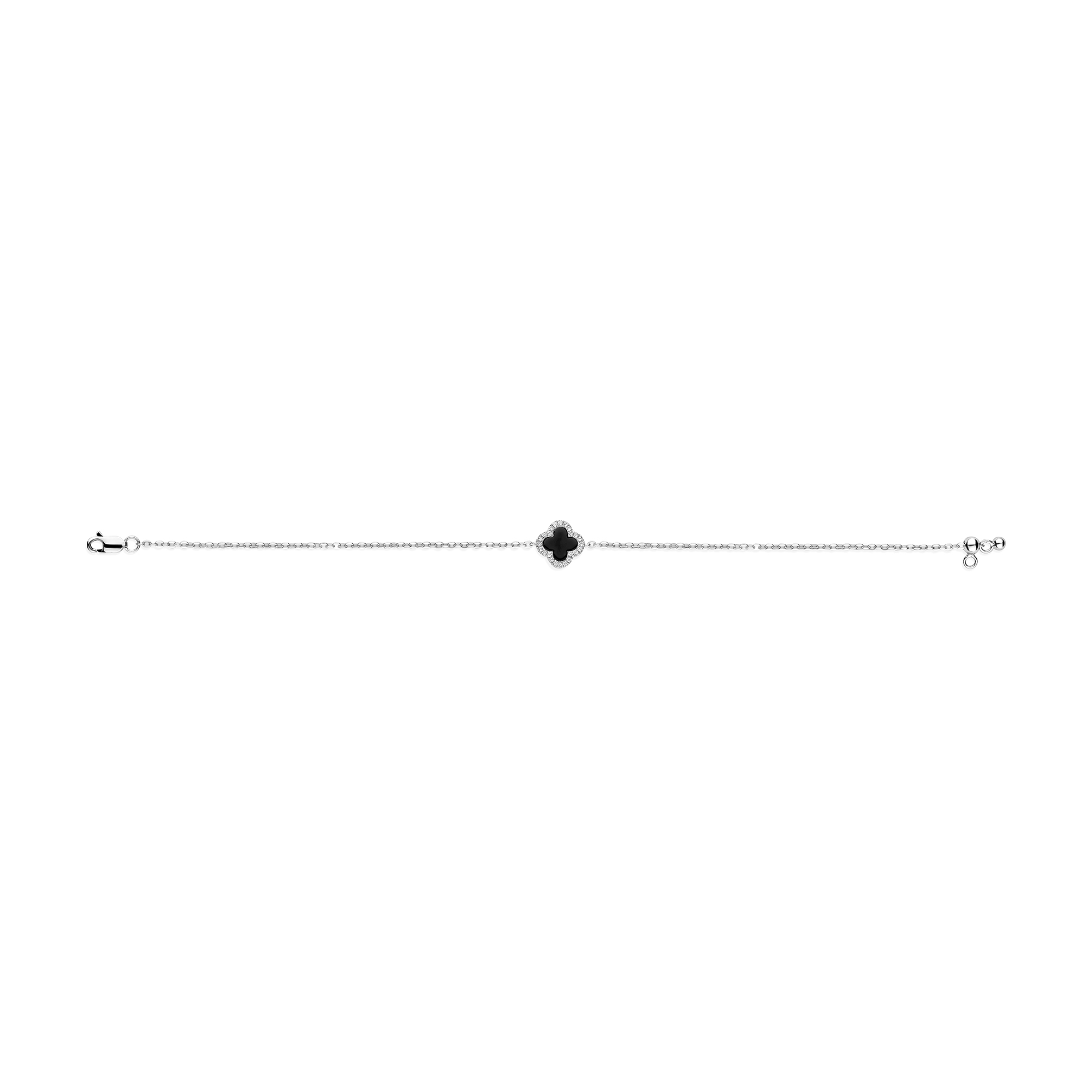 Armband Klaver sterling zilver met Onyx en Topaas - SCB7661ONT