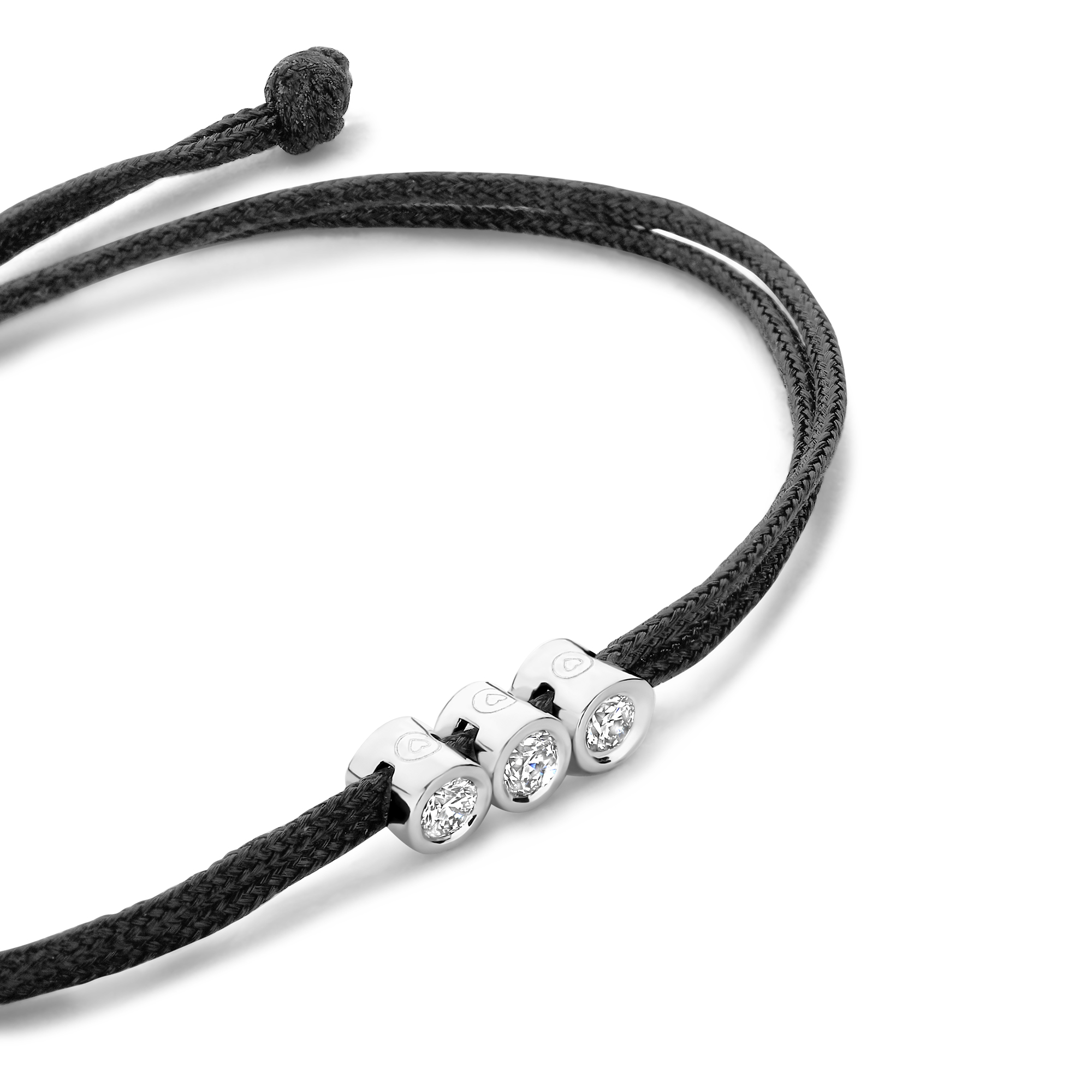 Koordarmband Zilver met lab grown diamant - BN005-3-11-S Koordarmband Zilver met lab grown diamant - BN005-3-11-S