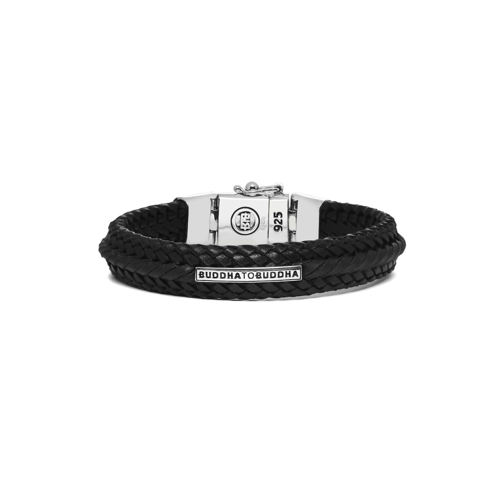 Armband Nurul Small van zwart leer/ sterling zilver 816BL