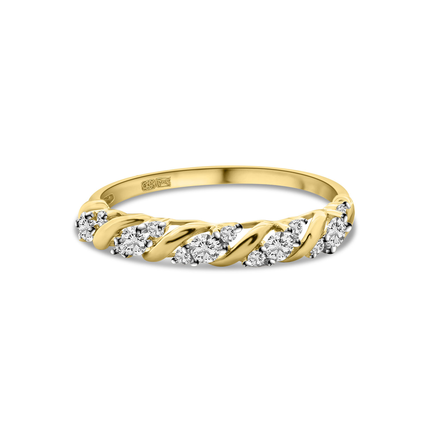 Geelgouden ring met zirkonia R137-60252-Z-Y