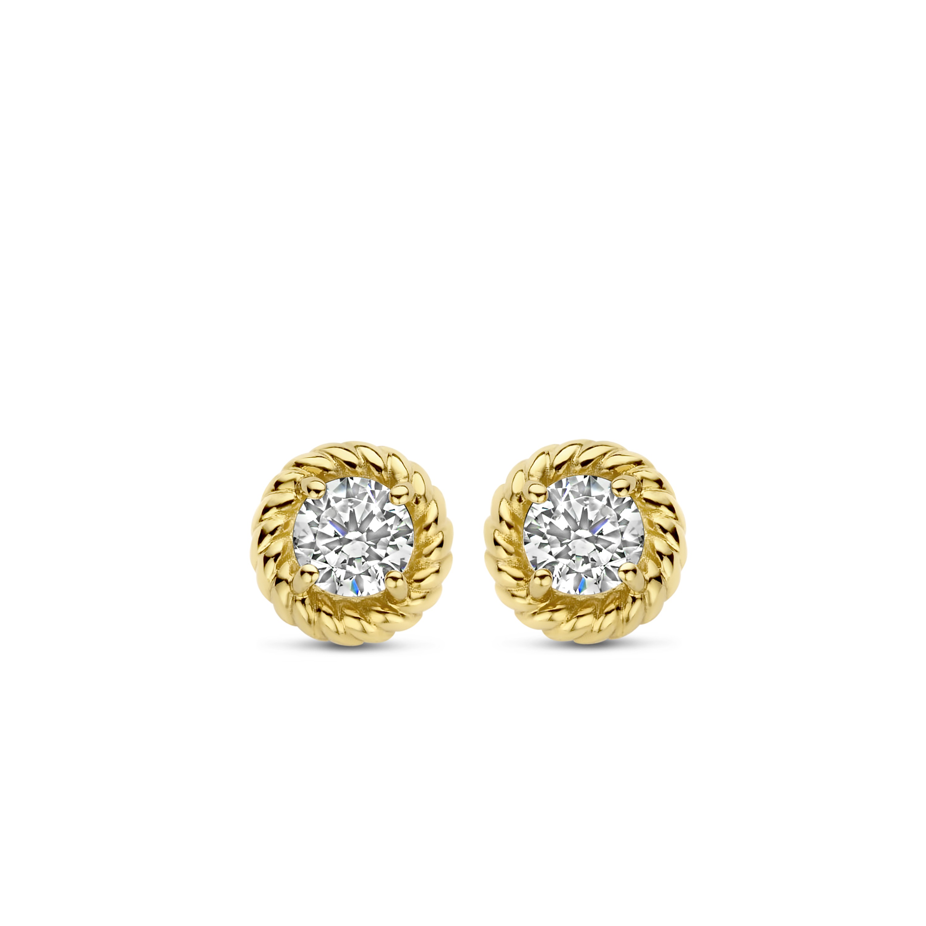 Oorknoppen van gold plated  met zirkonia 7934ZY