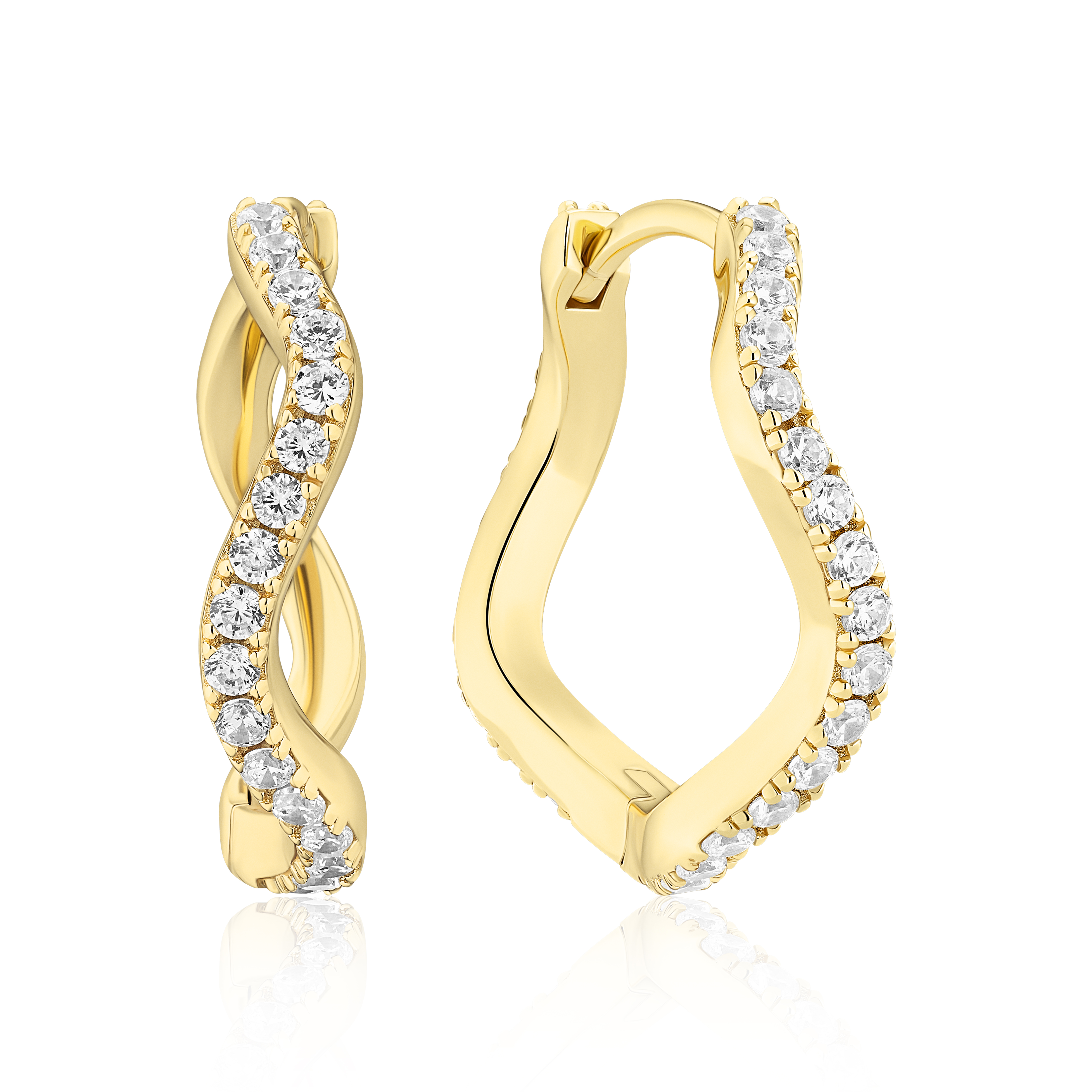 Oorringen Ellera Waves Grande gold plated met zirkonia - SJ-E3869-CZ-YG
