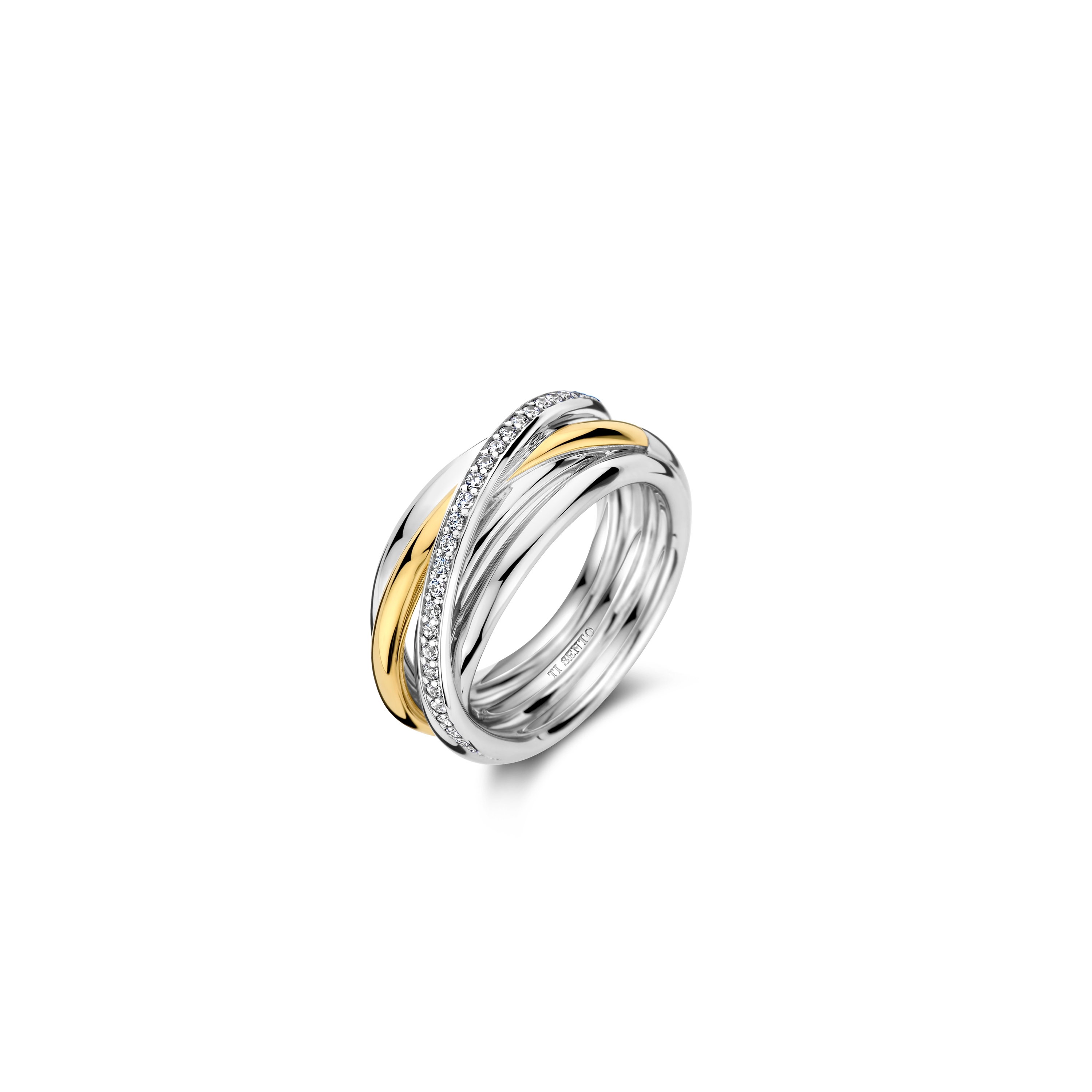 Ring van gold plated  met zirkonia 12318ZY