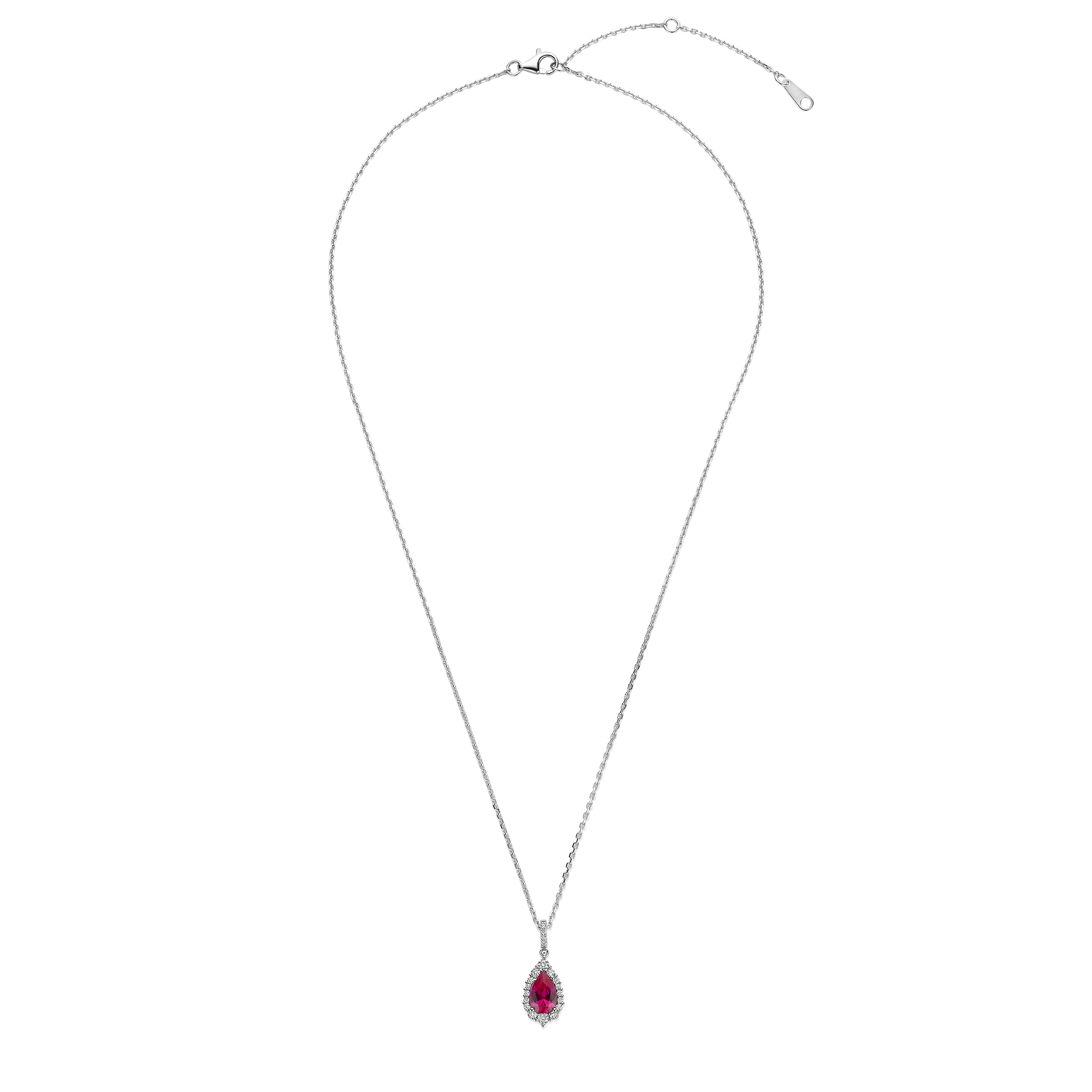 Ketting van sterling zilver met rode zirkonia - P18810R