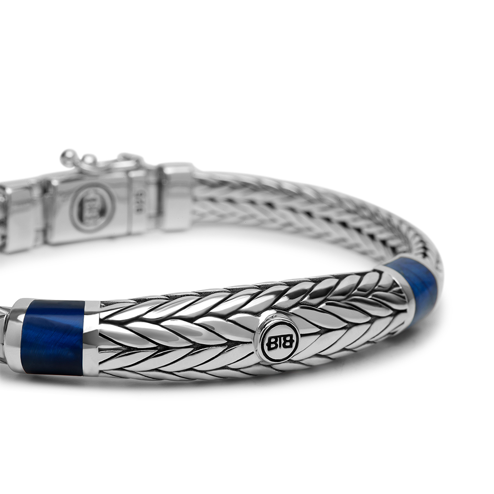 Armband Ellen XS Steen Tijgeroog Blauw van sterling zilver J152