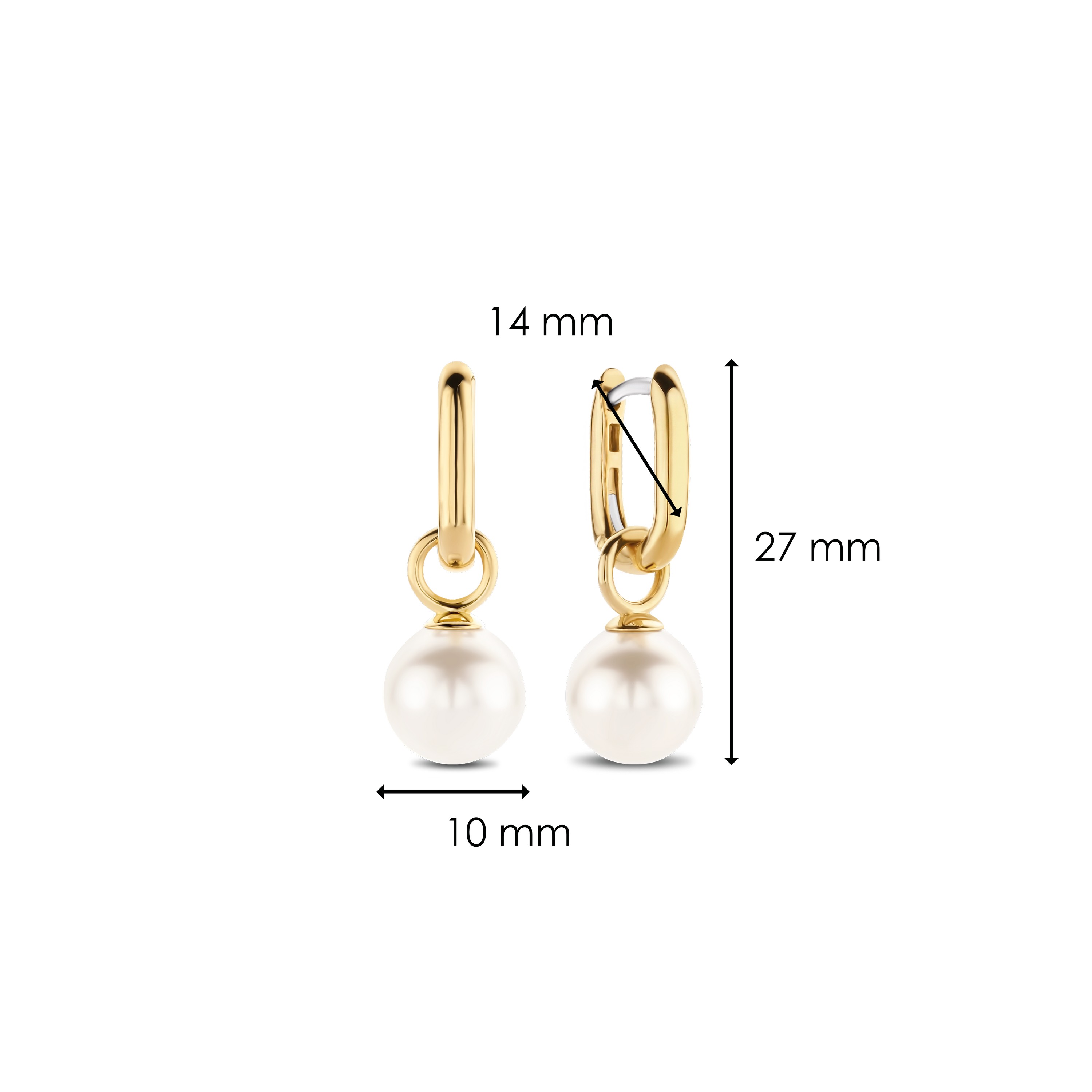 Oorhangers gold plated met parels - 7848PW