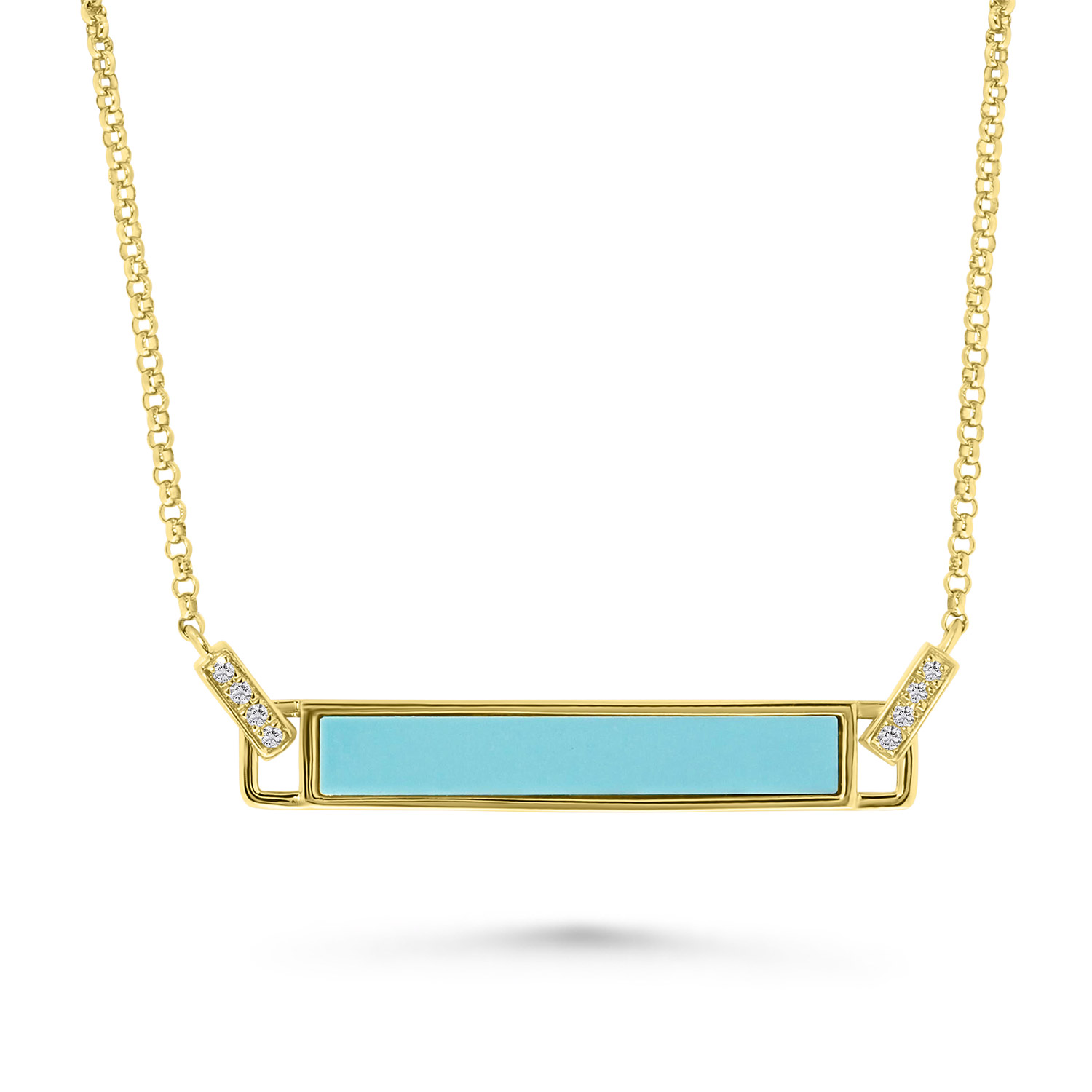Geelgouden ketting met Turquoise en diamanten N136-144XN01041-TQ-Y