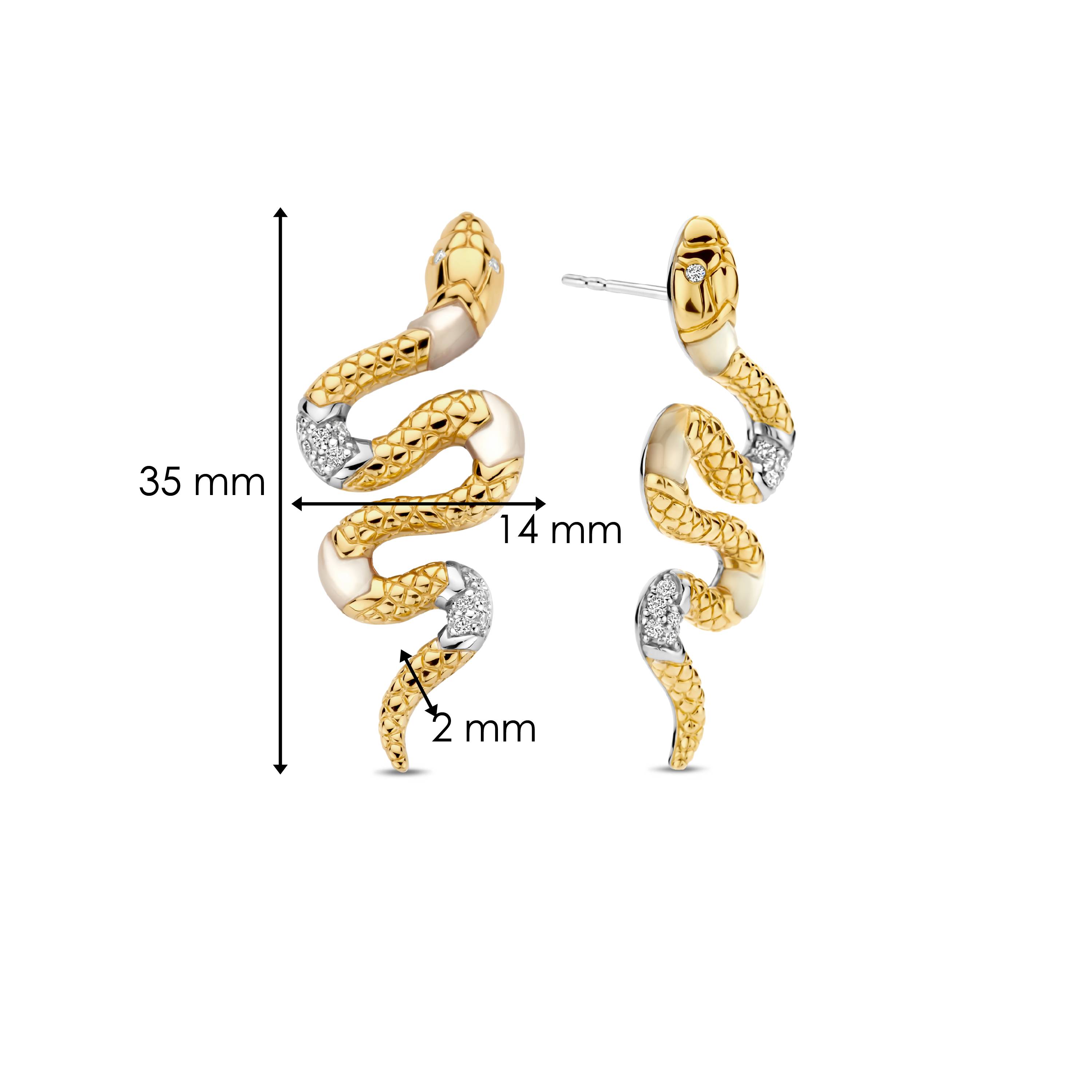 Oorhangers Snake gold plated  - 7827MW