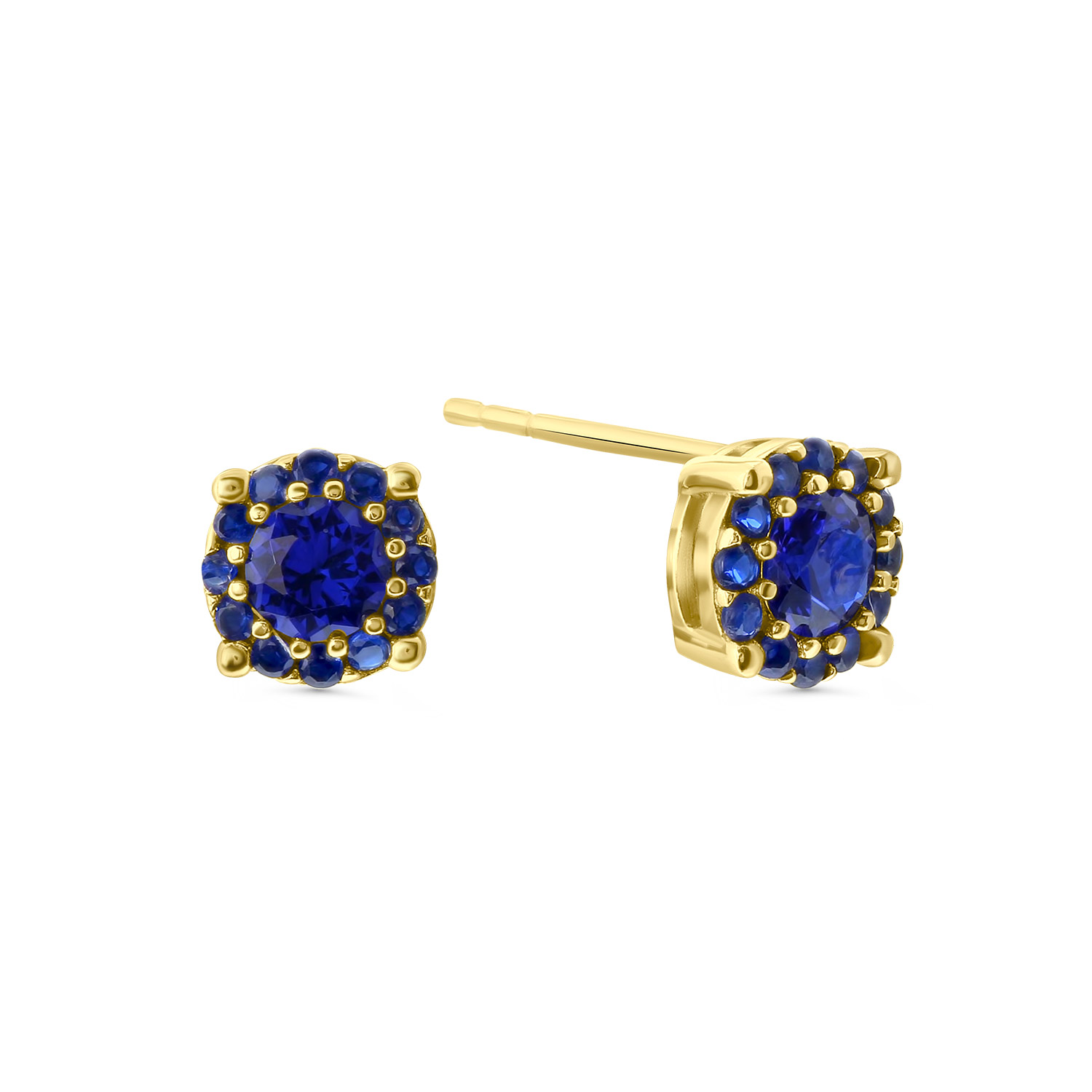 Geelgouden oorknoppen met blauwe zirkonia E122-CE-6094-MS-Y