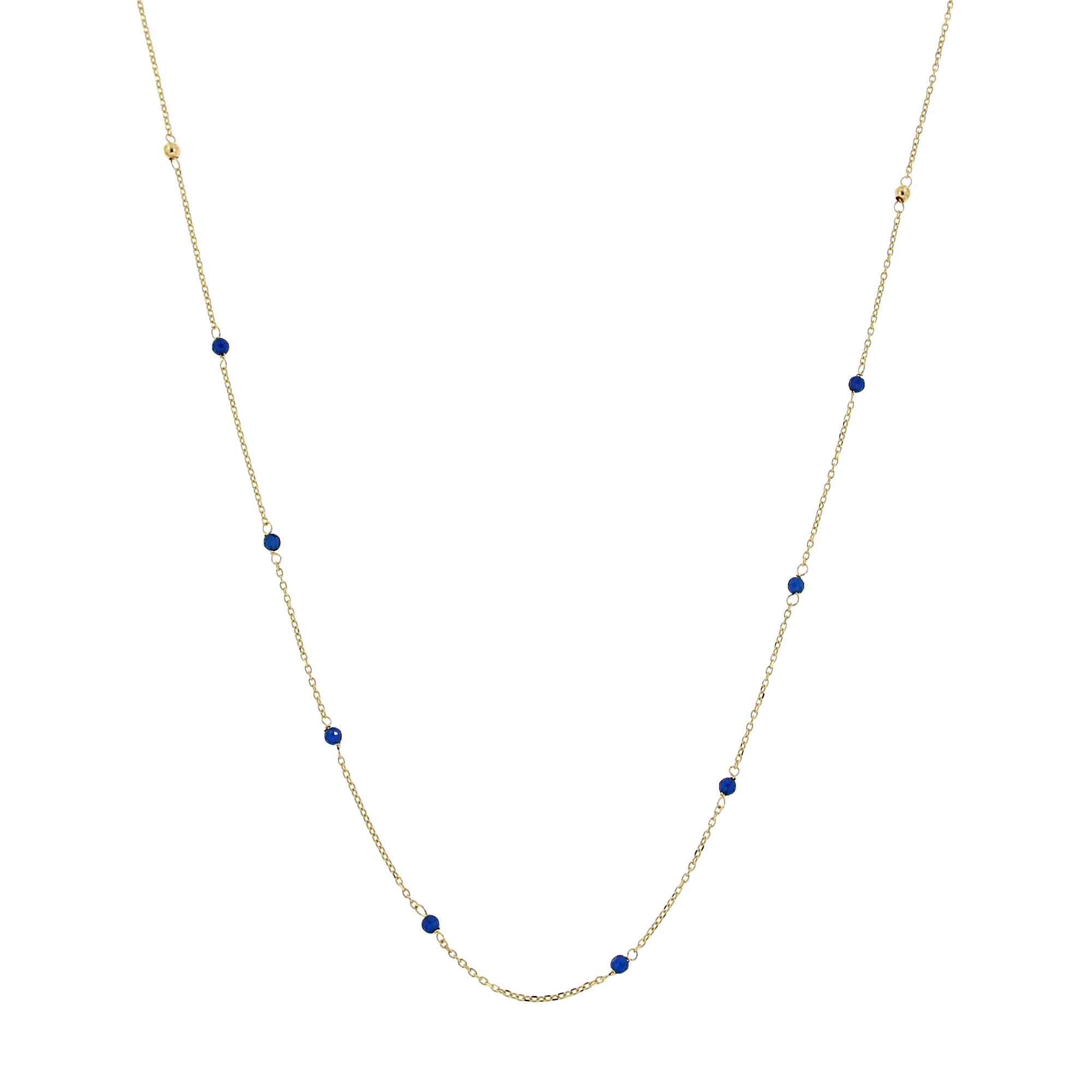 Geelgouden collier zirkonia blauw FG603-117-450-Y