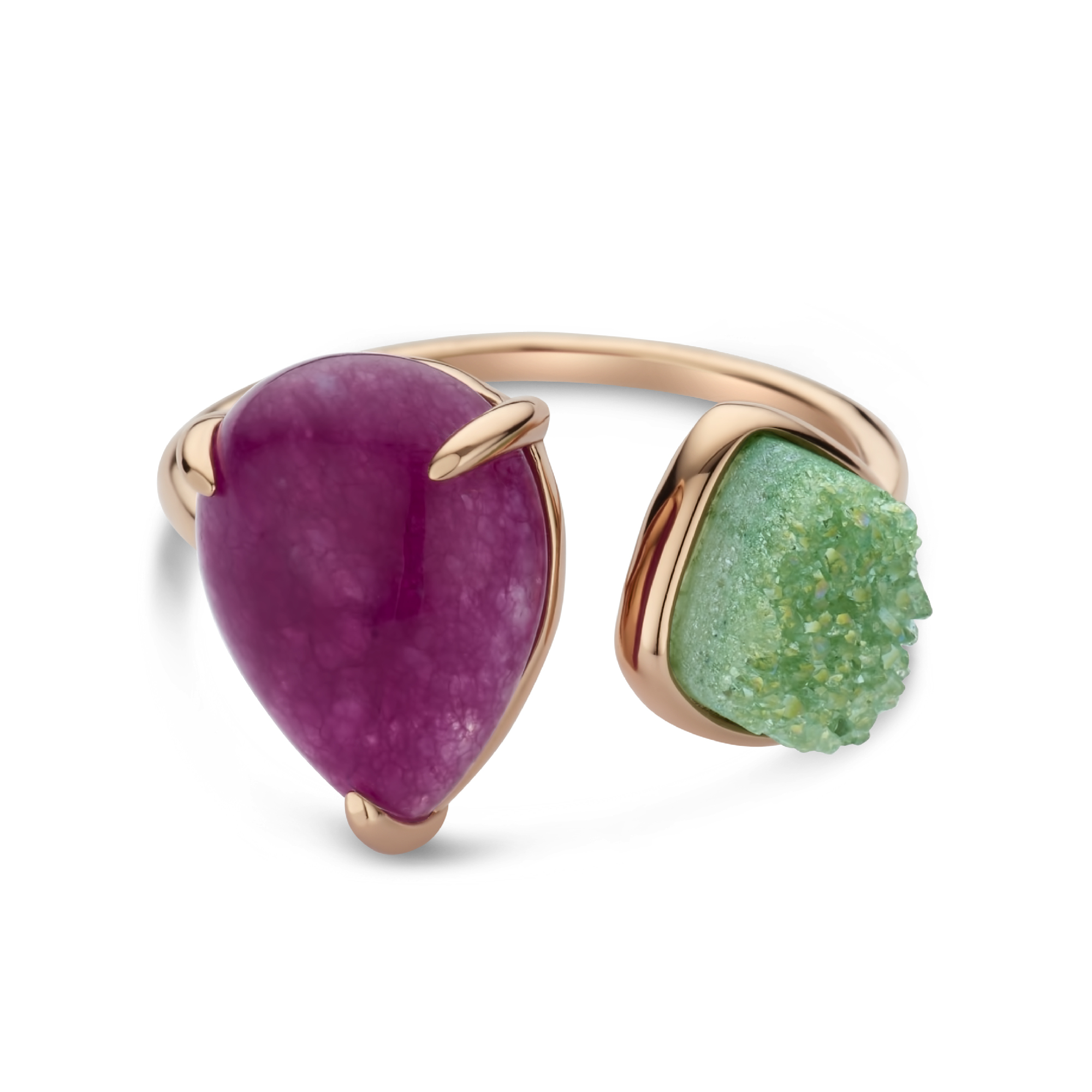 Ring gold plated met gekleurde stenen - 241S0019