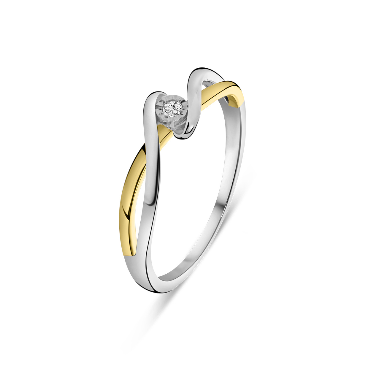Bi-color diamant dames ring R480-RR010220ADI-YW