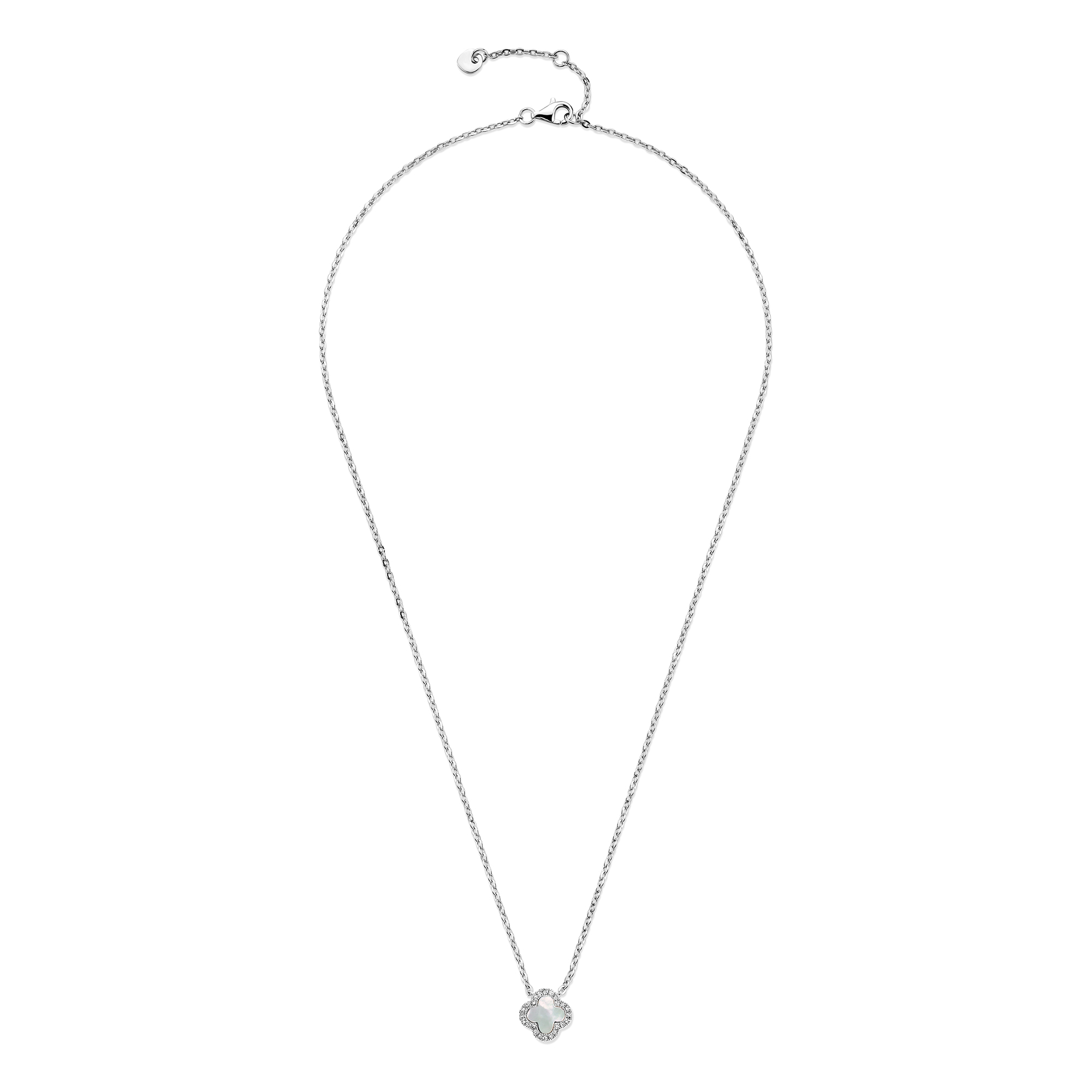 Ketting Klaver met Parelmoer en Topaas 10 mm - SCN7668MOPT