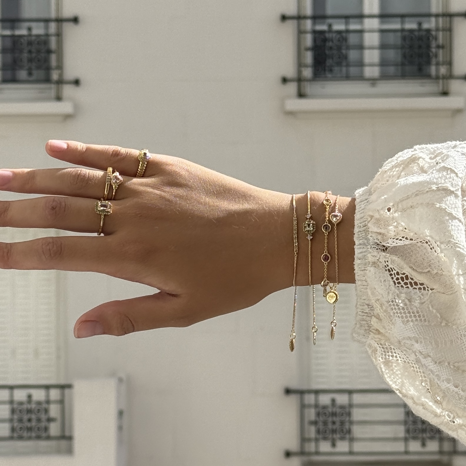 Ring Hart gold plated met Roze zirkonia - 124167Y