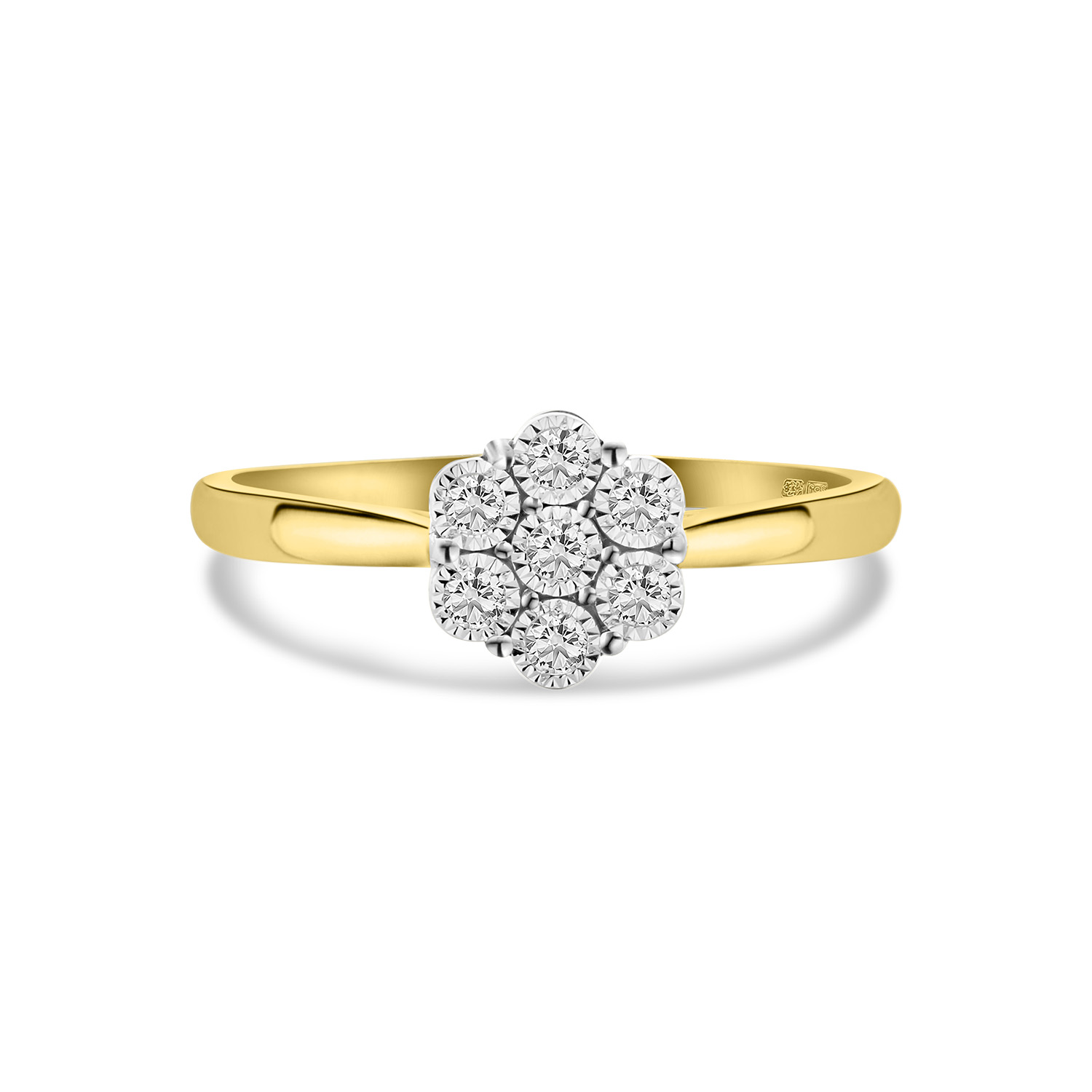 Geelgouden ring bloem met diamanten R404-RNG42368-YW
