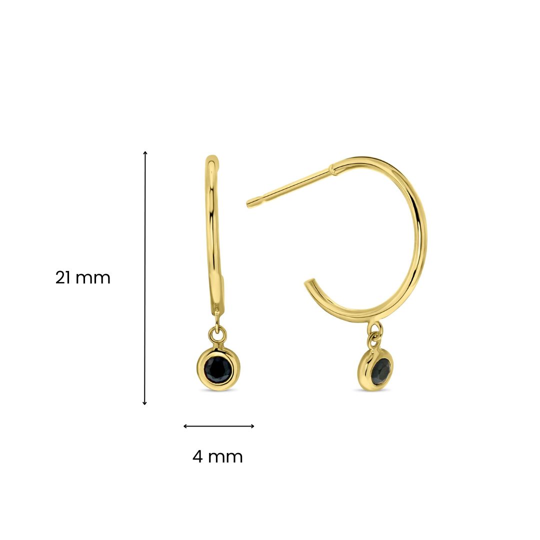 Geelgouden oorringen met zwarte zirkonia E173-01.CA2242.12.01-Y