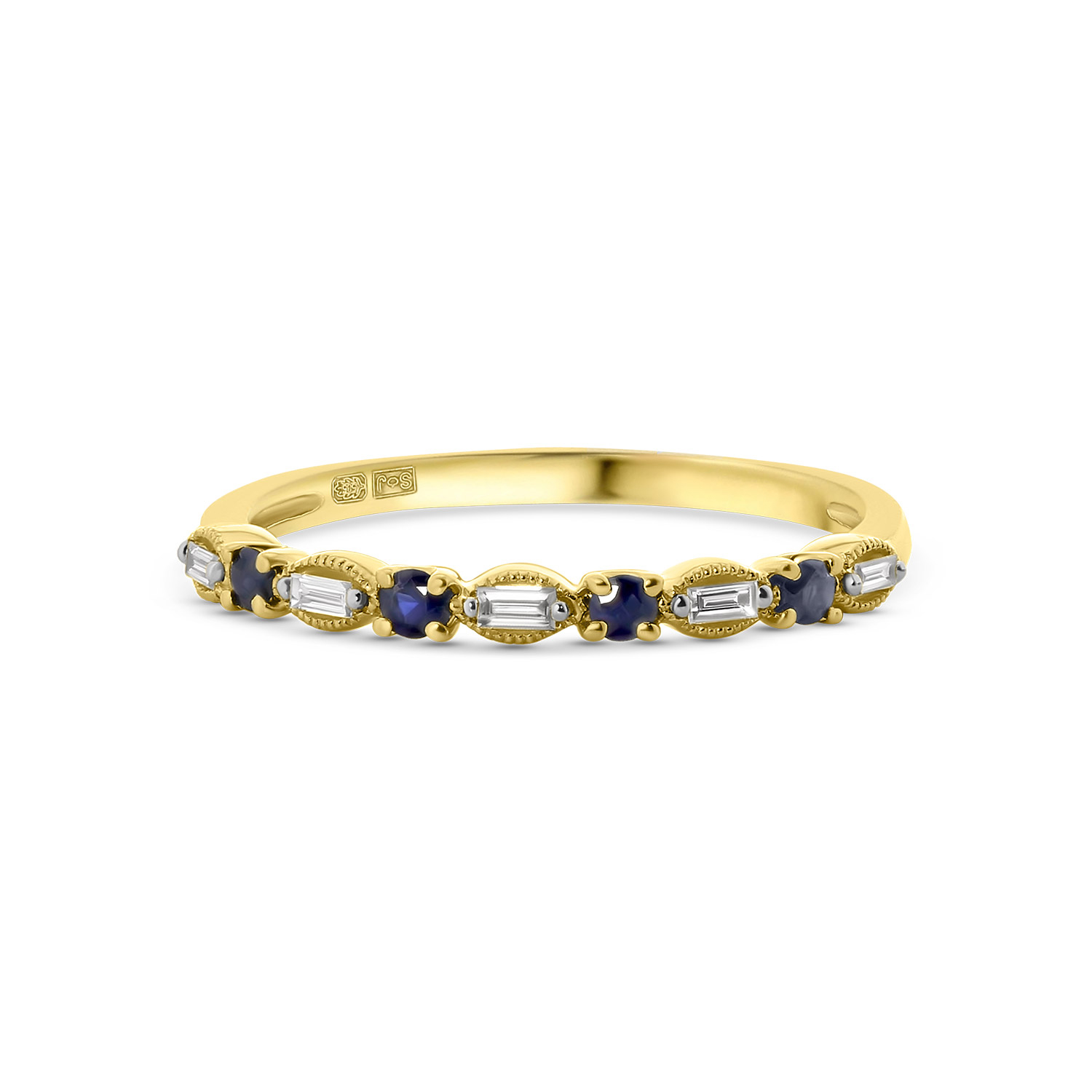 Geelgouden ring met diamant en saffier R404-R42898-SA-Y