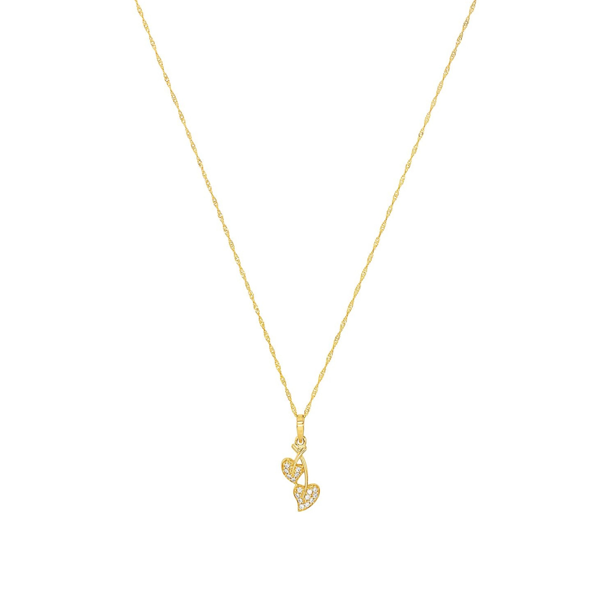 Ketting van geelgoud met hartjes zirkonia hanger - 2035490