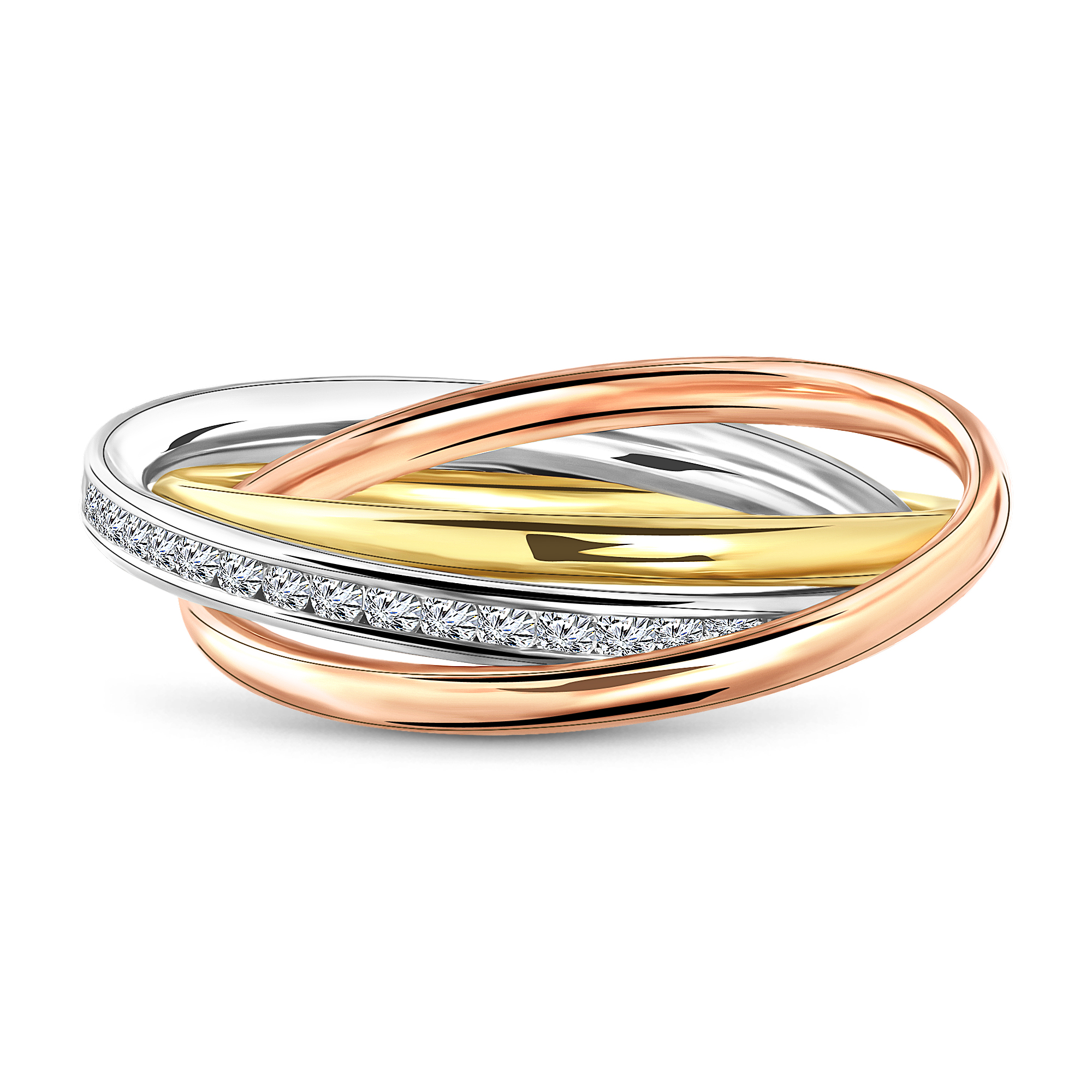 Tricolor ring met zirkonia R173-19376115