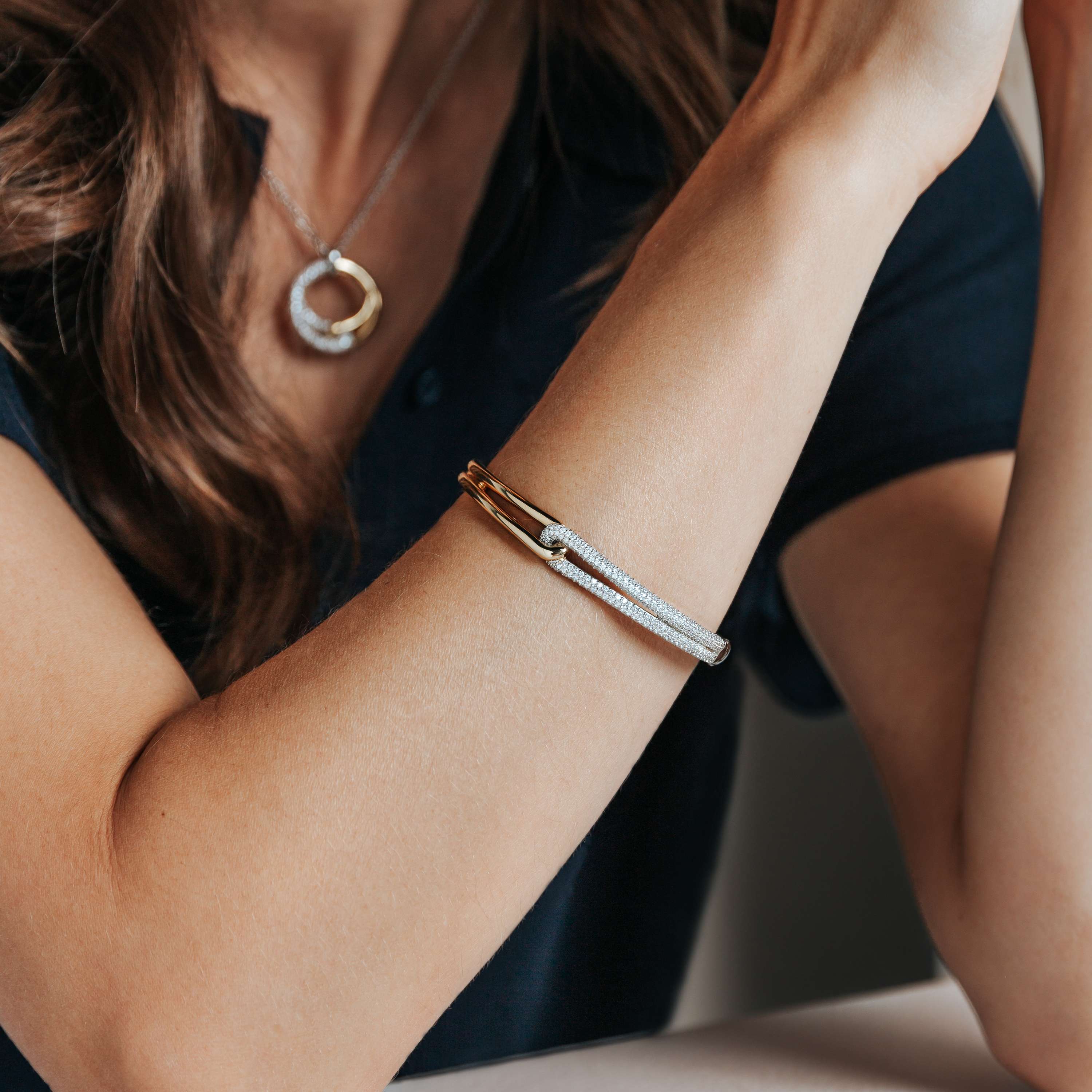 Bangle gold plated met zirkonia - 23085ZY