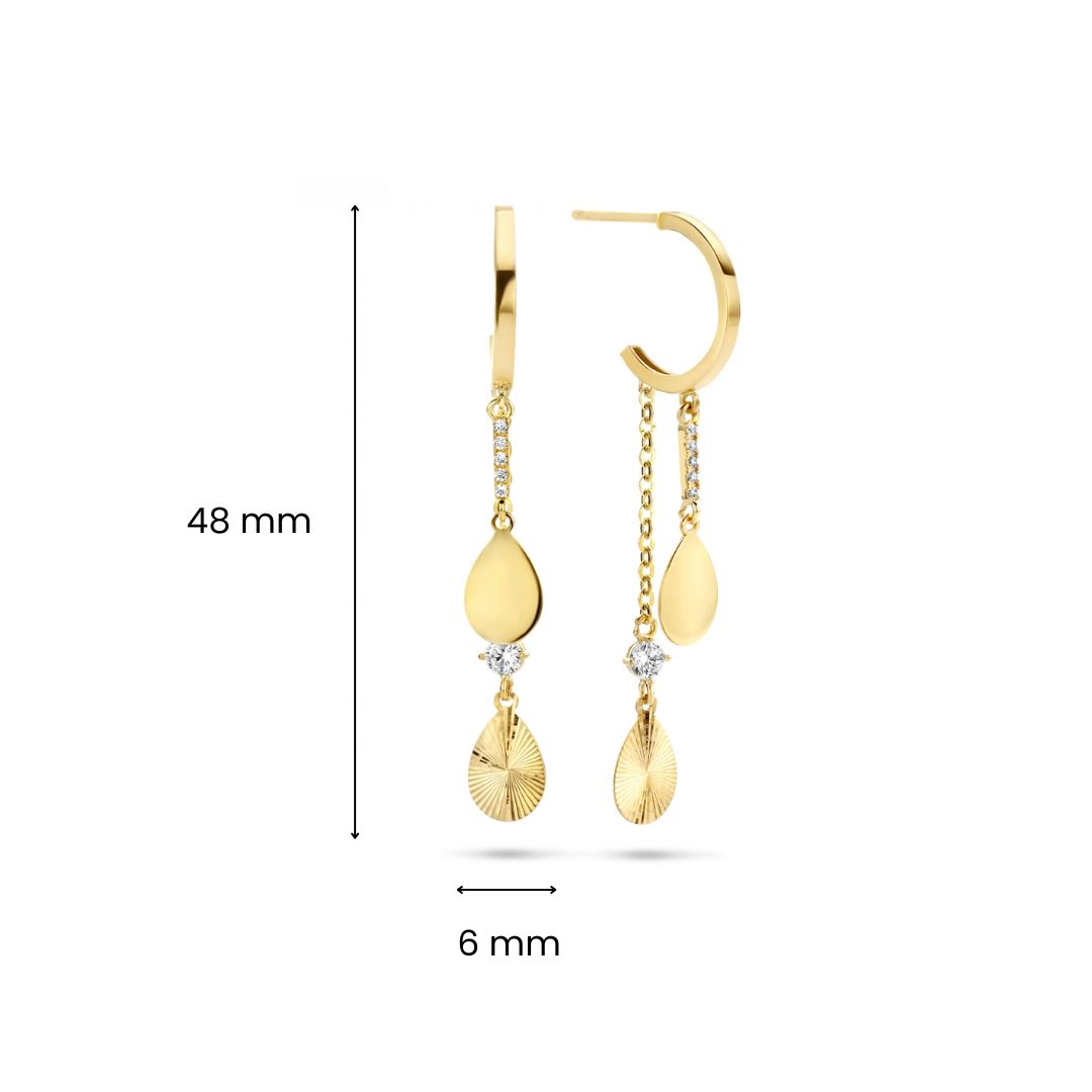Geelgouden oorhangers met zirkonia E364