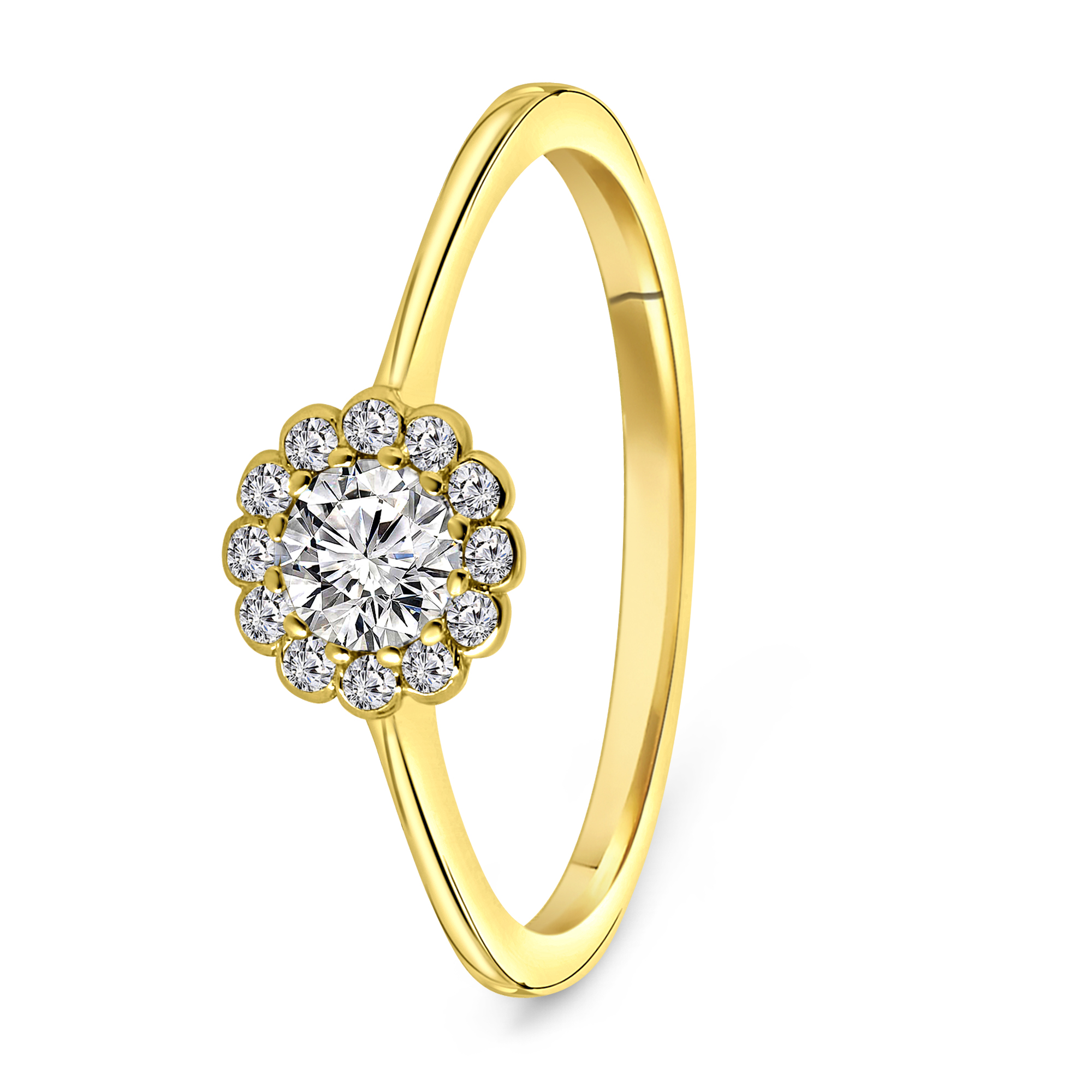 Geelgouden ring met zirkonia