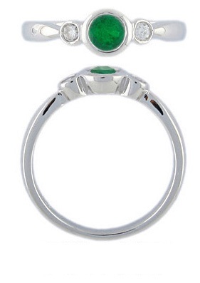Witgouden ring 0,08crt en smaragd 21137R003AEM