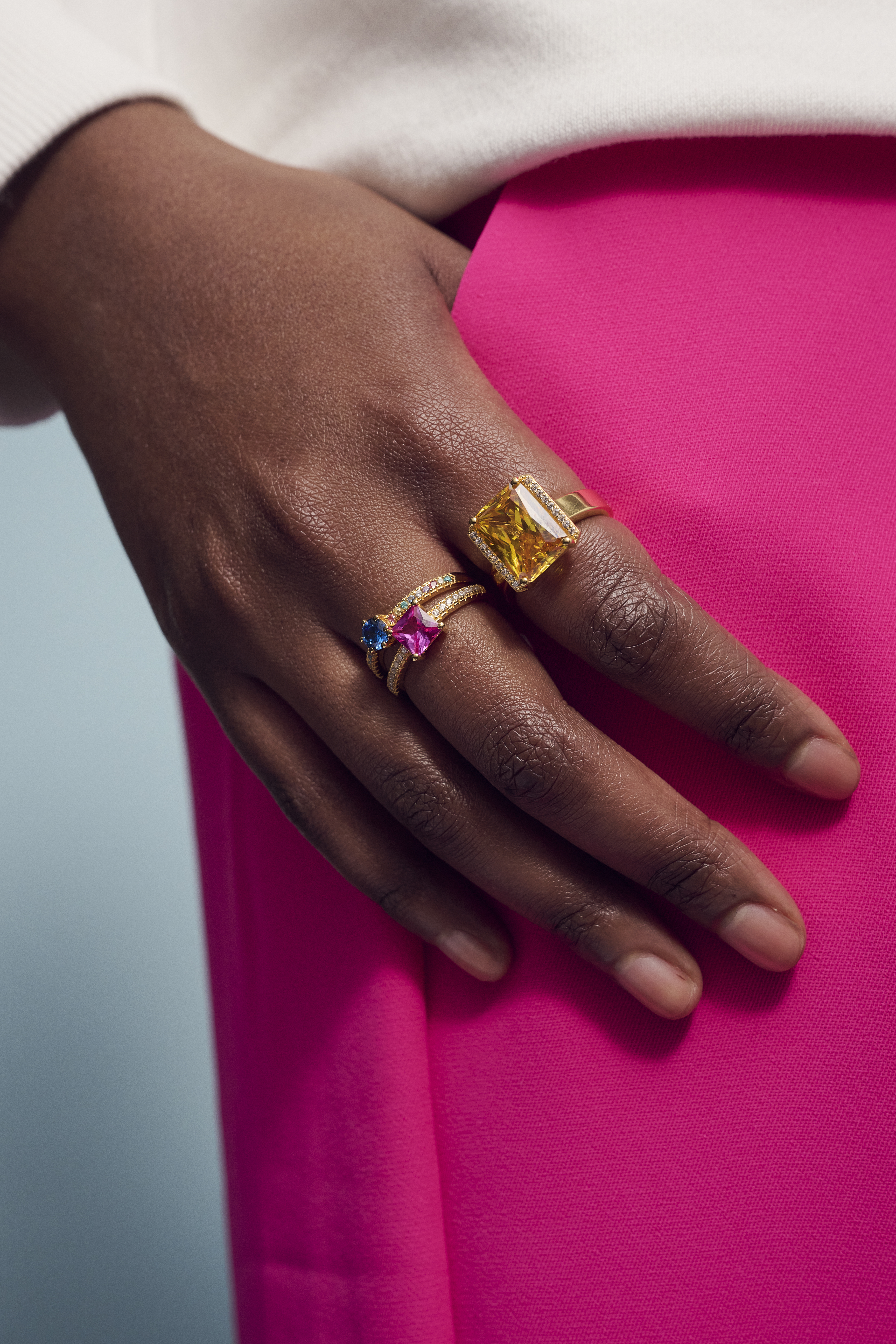 Ring Ellera Uno Grande gold plated met zirkonia - SJ-R42282-XCZ-YG