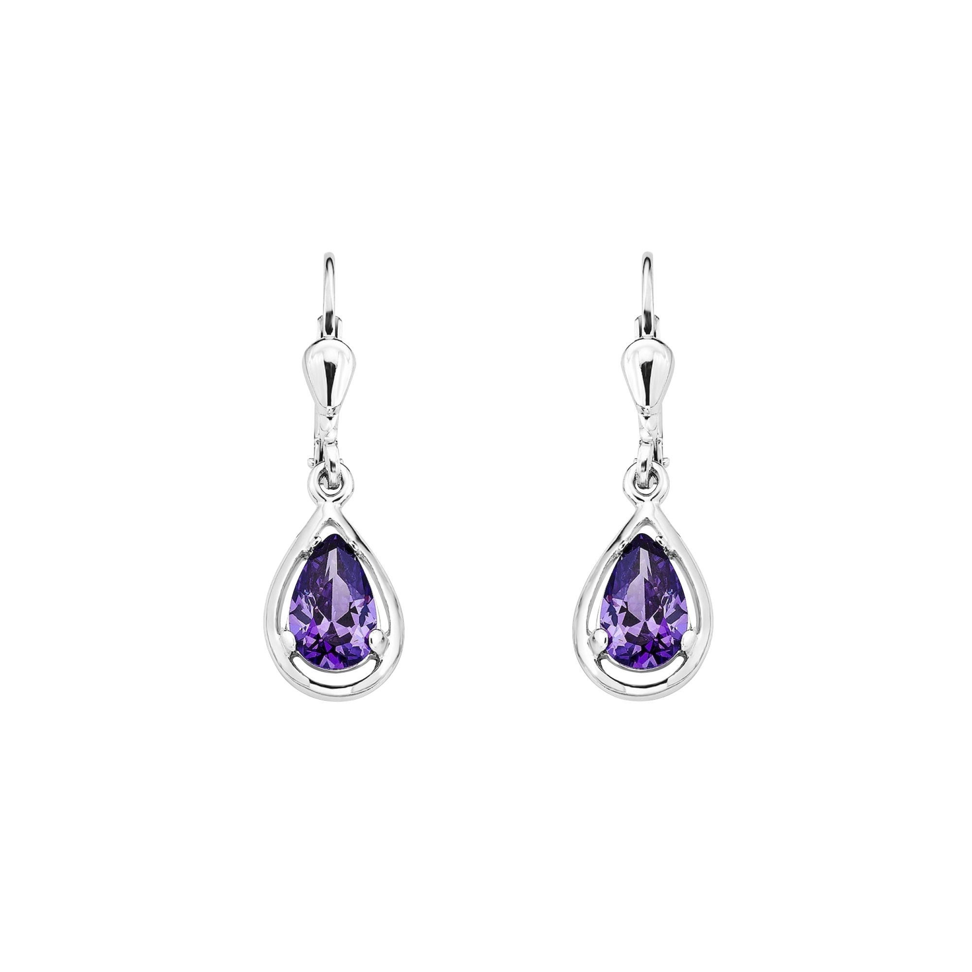 Oorhangers van sterling zilver met paarse zirkonia 2017172