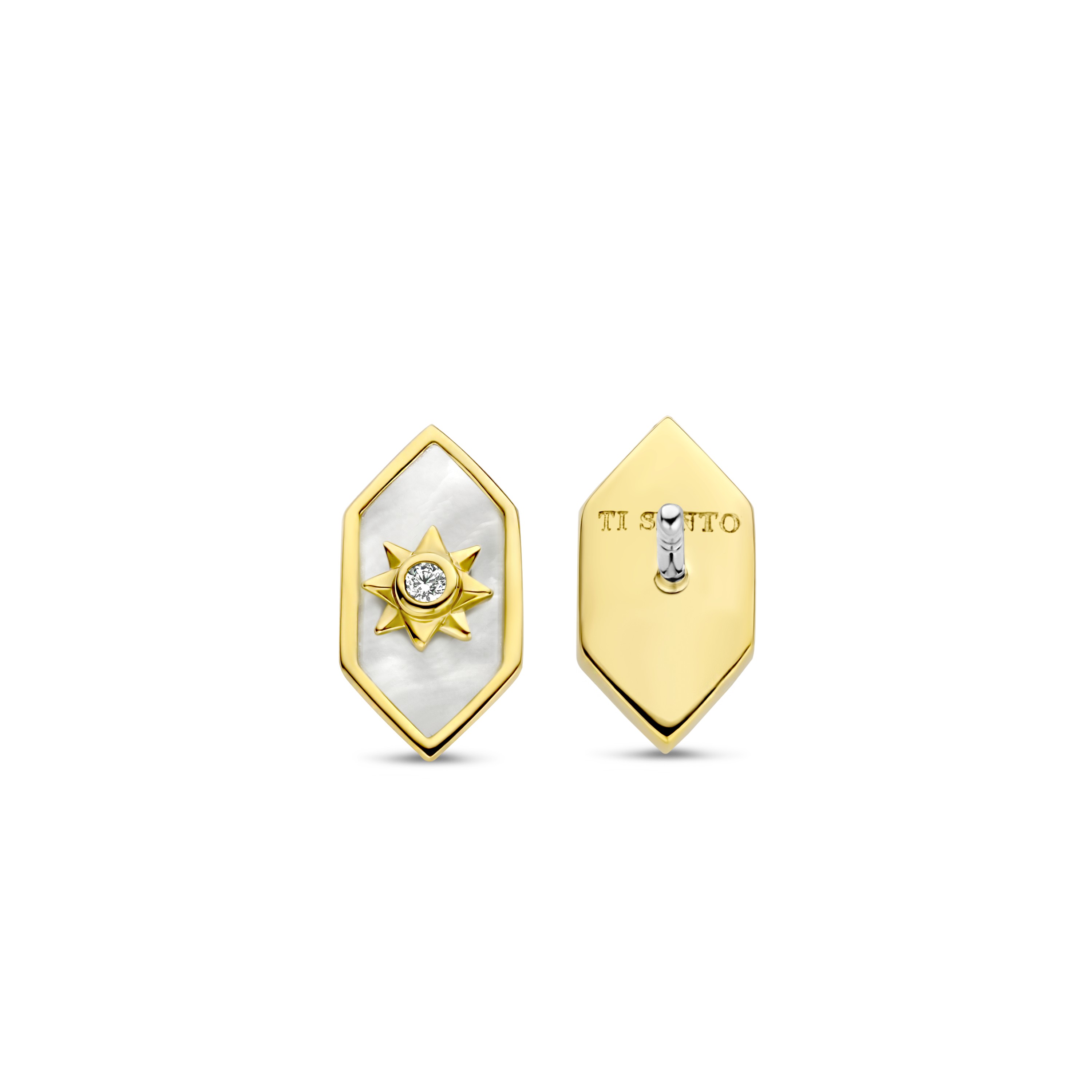 Oorknoppen van gold plated sterling zilver met zirkonia 7943MA