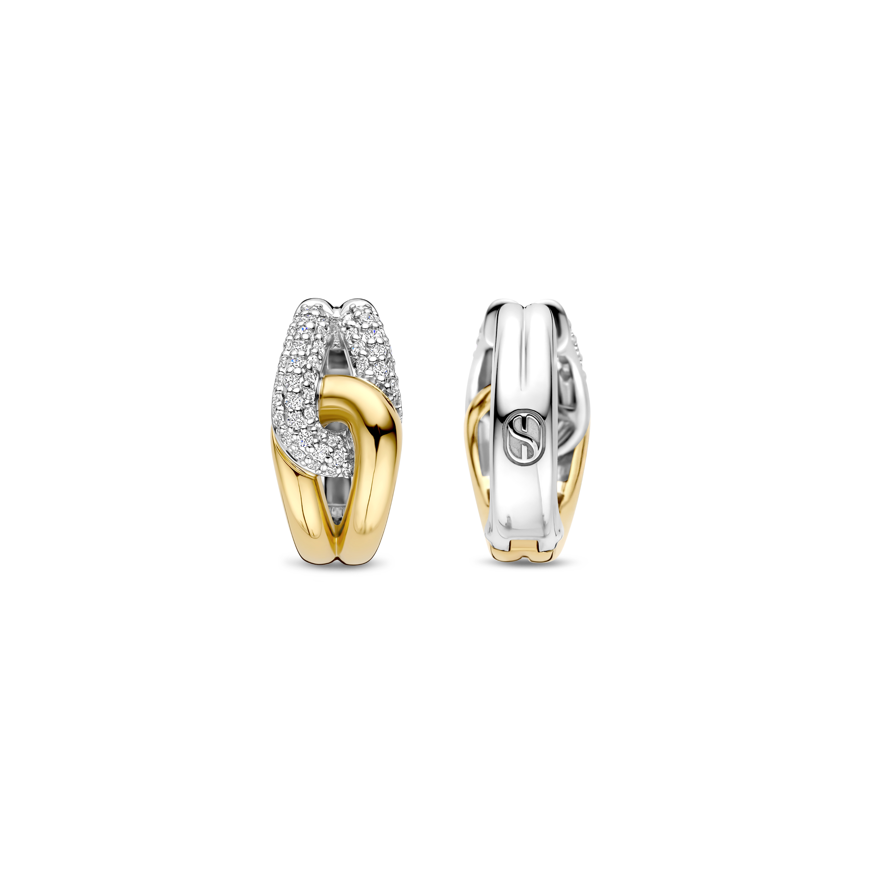 Oorringen gold plated met zirkonia - 78033ZY