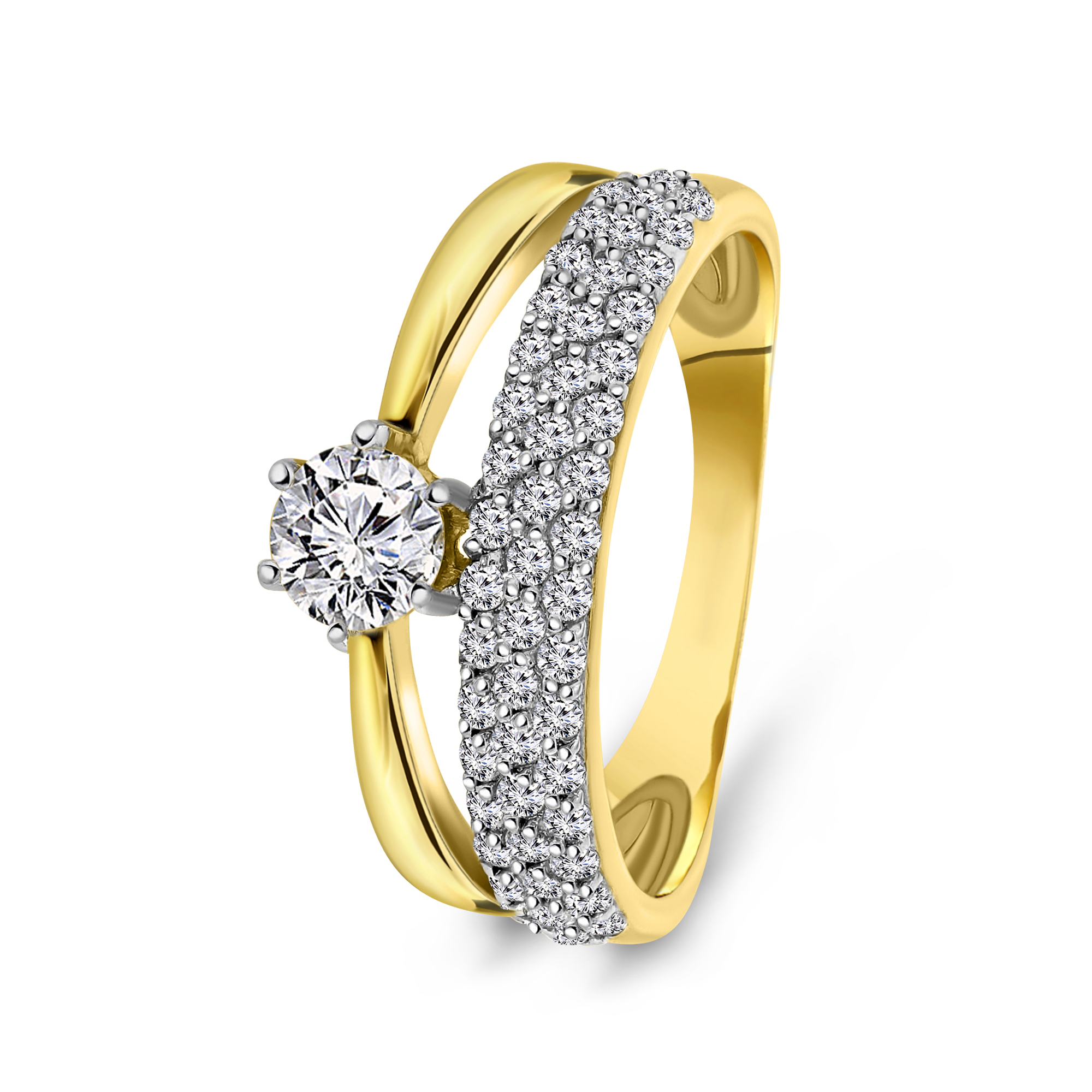 Geelgouden ring met zirkonia R01-59268-Z