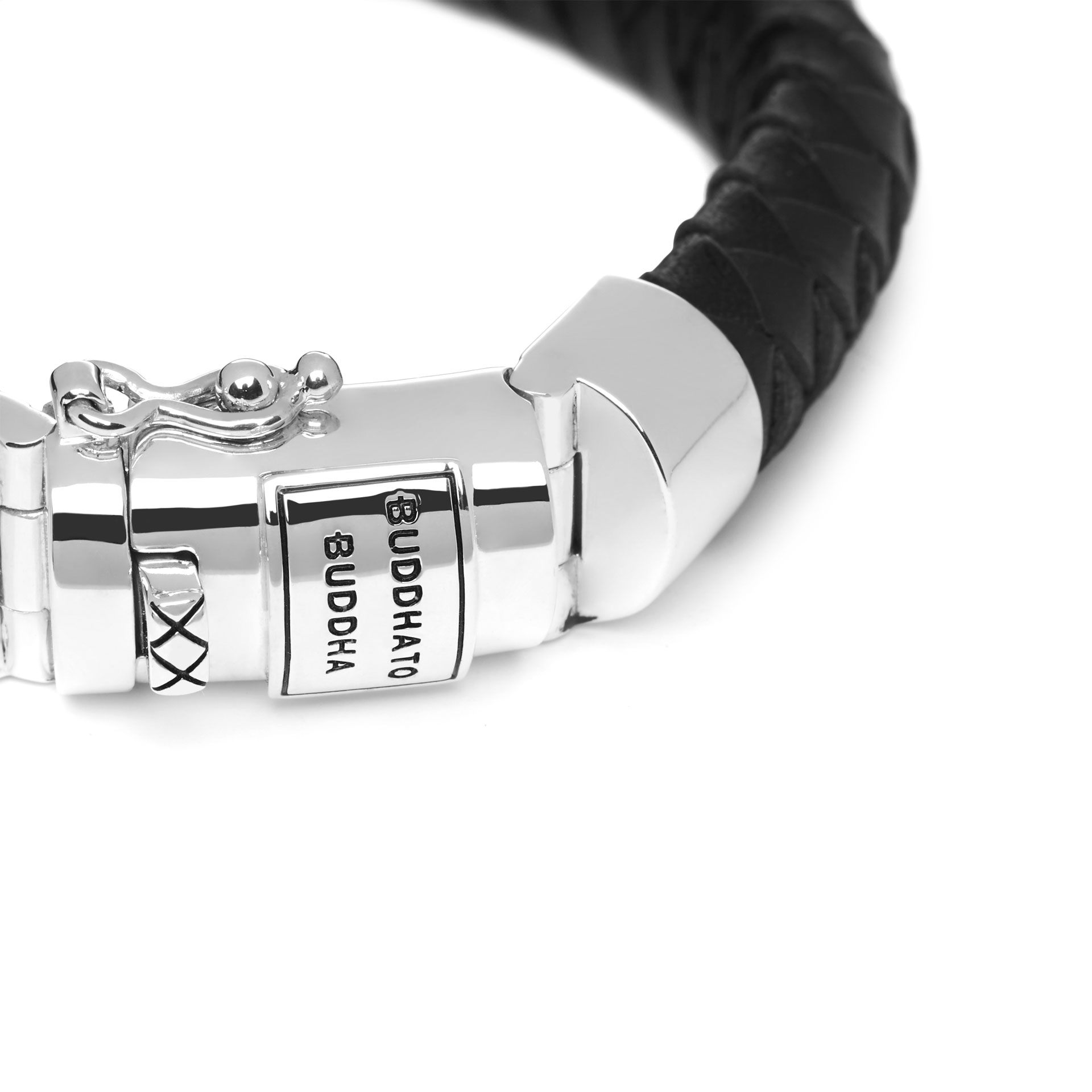 Armband Ben van zwart leer/ sterling zilver 544BL