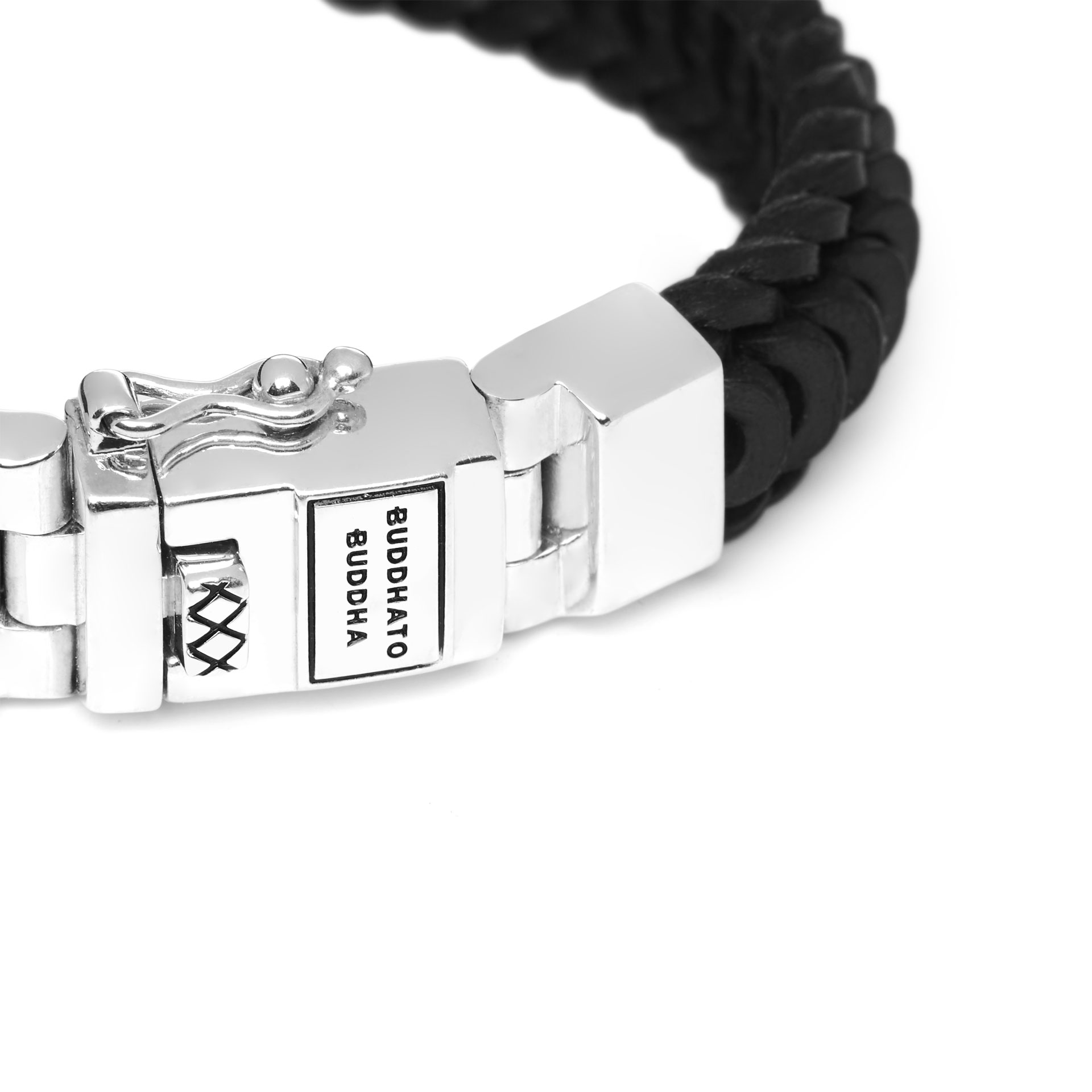 Armband Lars Leather Zwart Black van sterling zilver - 122BL Armband Lars Leather Zwart Black van sterling zilver - 122BL