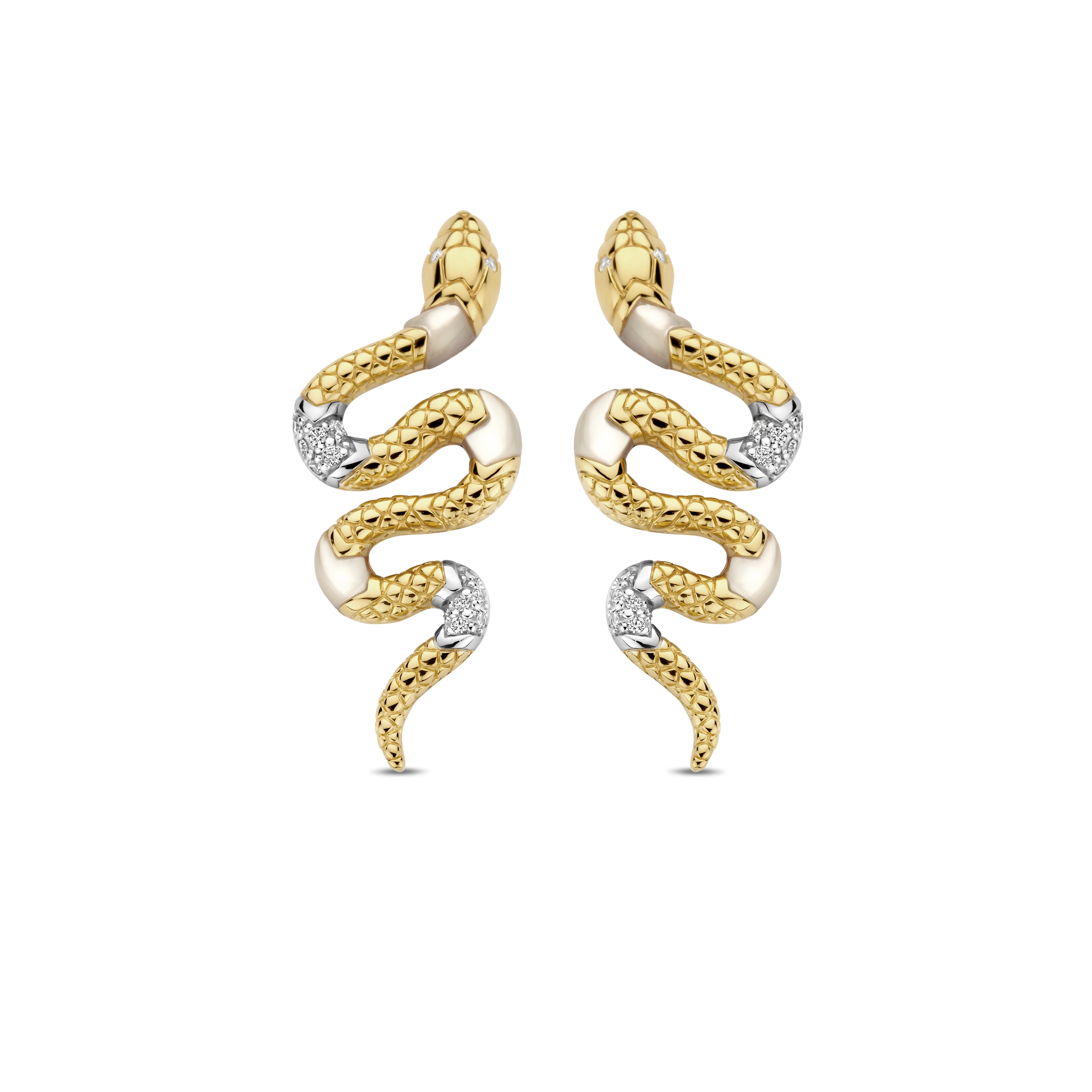 Oorhangers Snake gold plated  - 7827MW