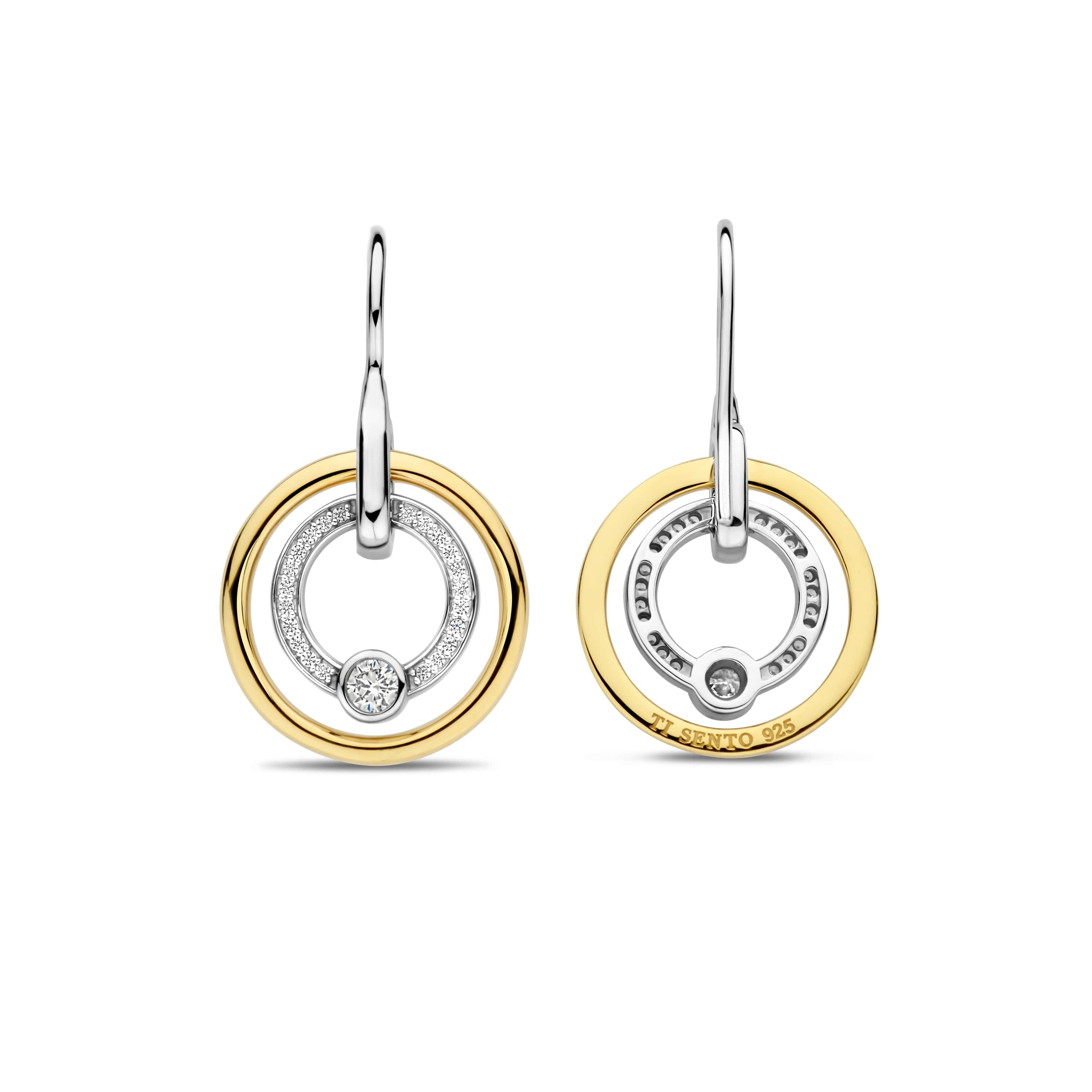 Oorhangers gold plated  met zirkonia - 7978ZY