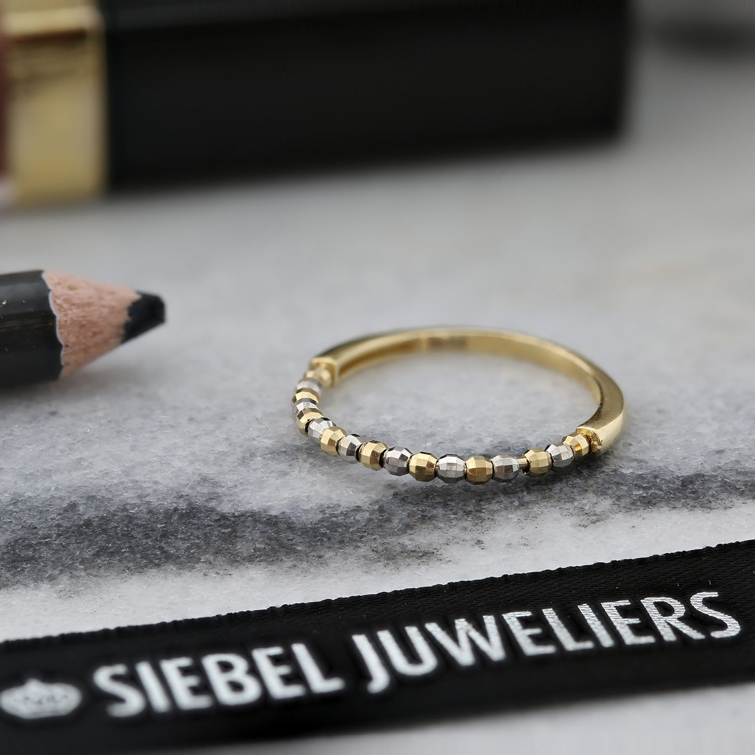 Bi-color ring gediamanteerde kralen R122-VX3DCBCR2037606-YW