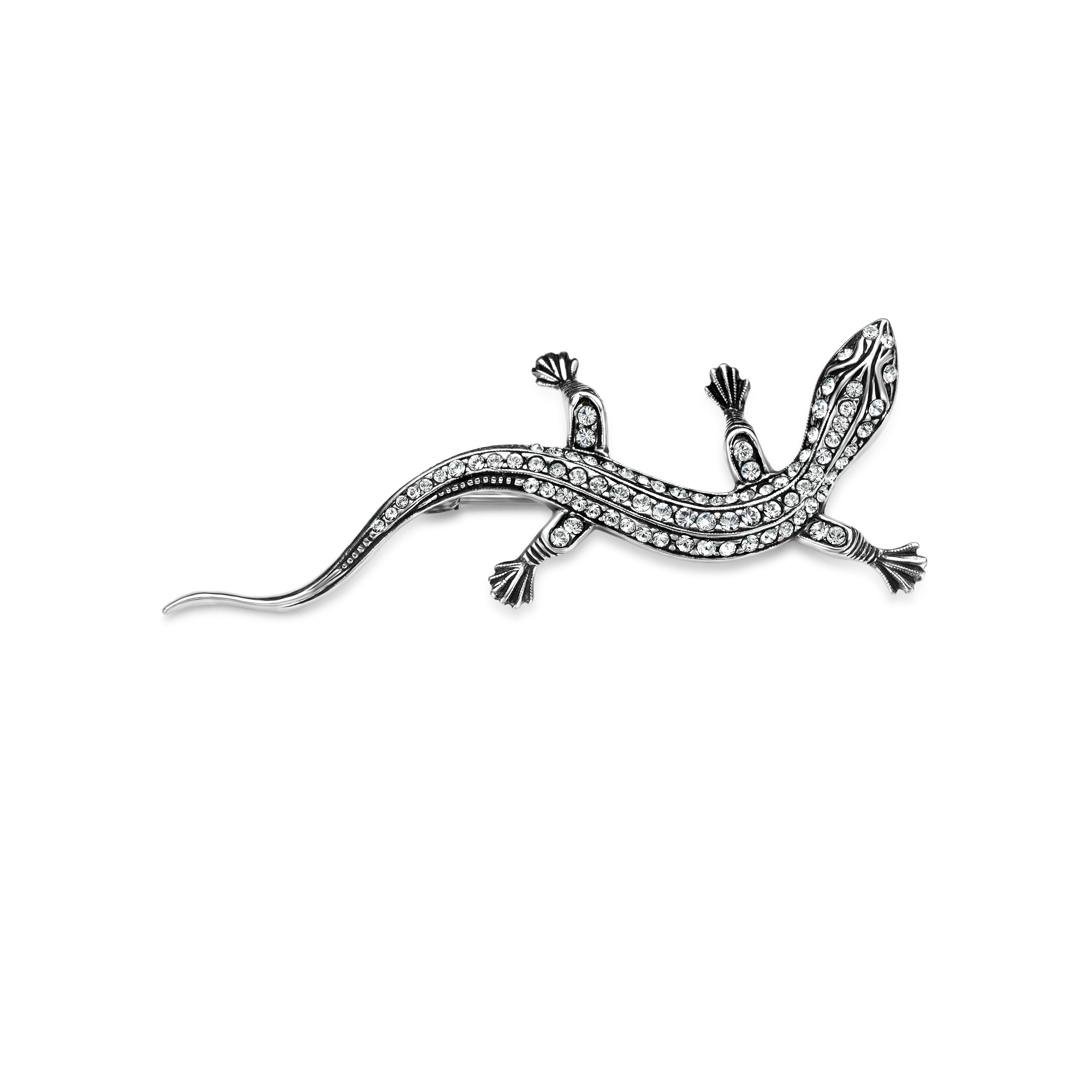Sterling zilveren broche salamander met swarovski kristal 34509