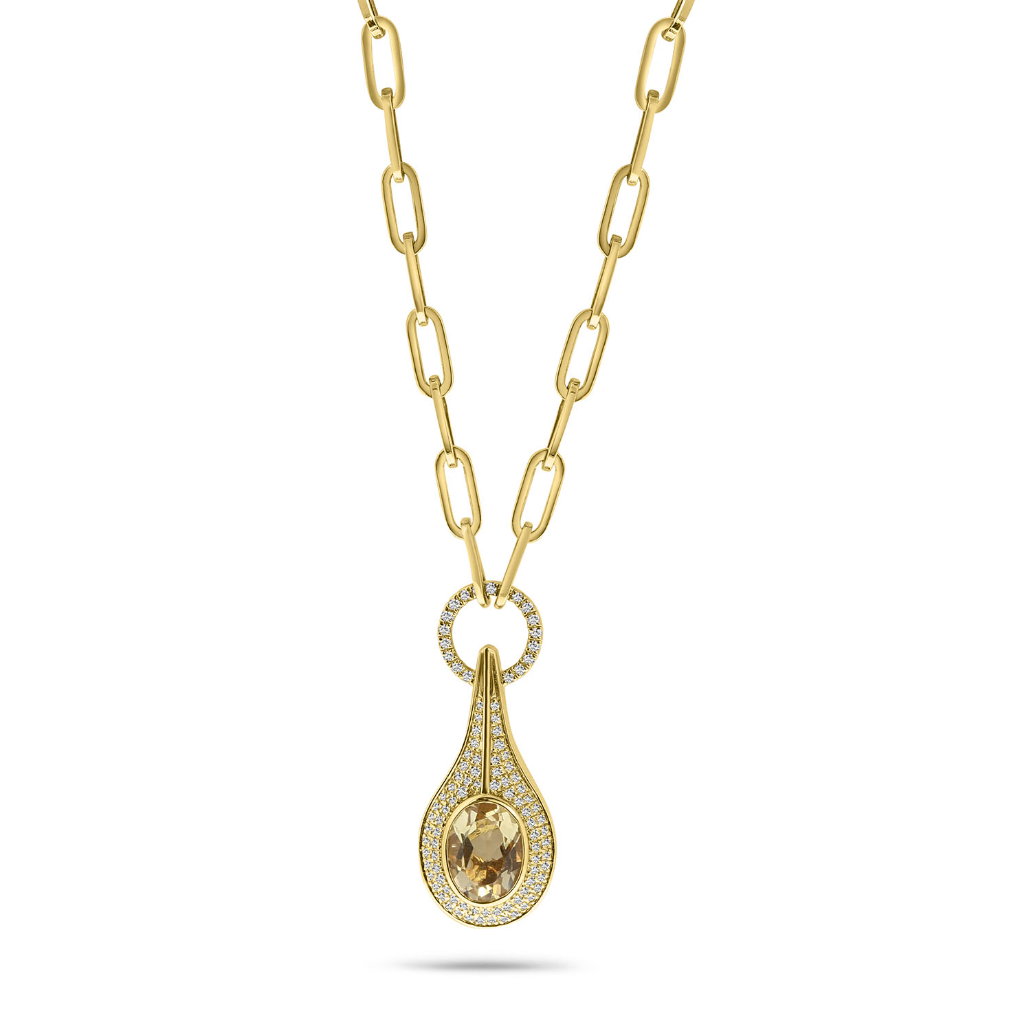 Geelgouden ketting met gele citrien en diamanten N136-193XN05392-CI-Y