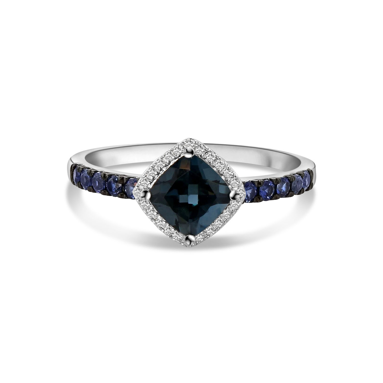 Witgouden ring met blauwe topaas, diamanten en saffieren R480-RR030449AST-MIX-W