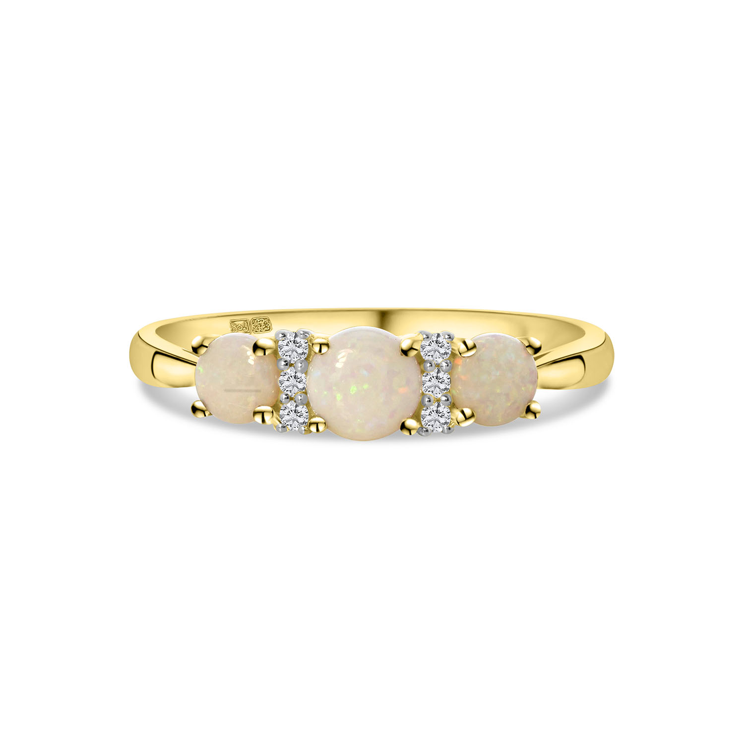 Geelgouden ring met opaal cmp en diamanten R092-50989R001-OP-Y